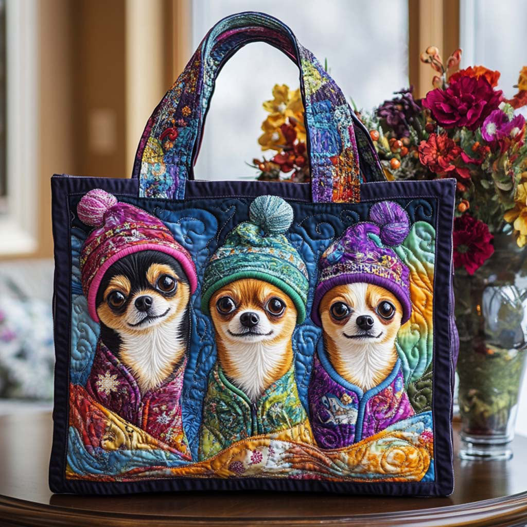 Chihuahua Trio Quilted Tote Bag Handbags Best Gifts For Sister In Law