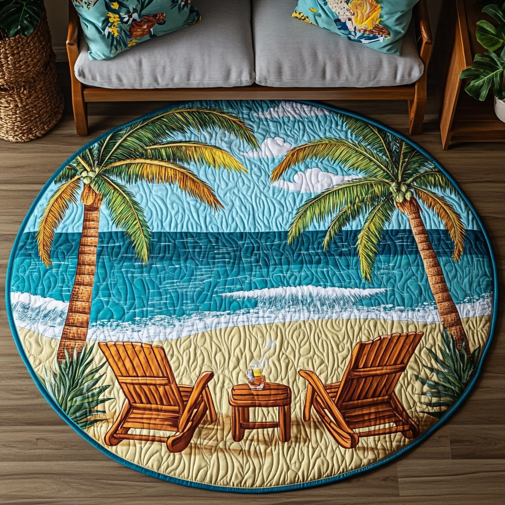 Chill Cove Quilted Round Mat Round Rug Mat Unique Gifts For Beach Lovers