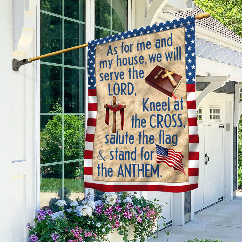 Christian Cross American Flag As For Me And My House We Will Serve The Lord Flag Gift Ideas