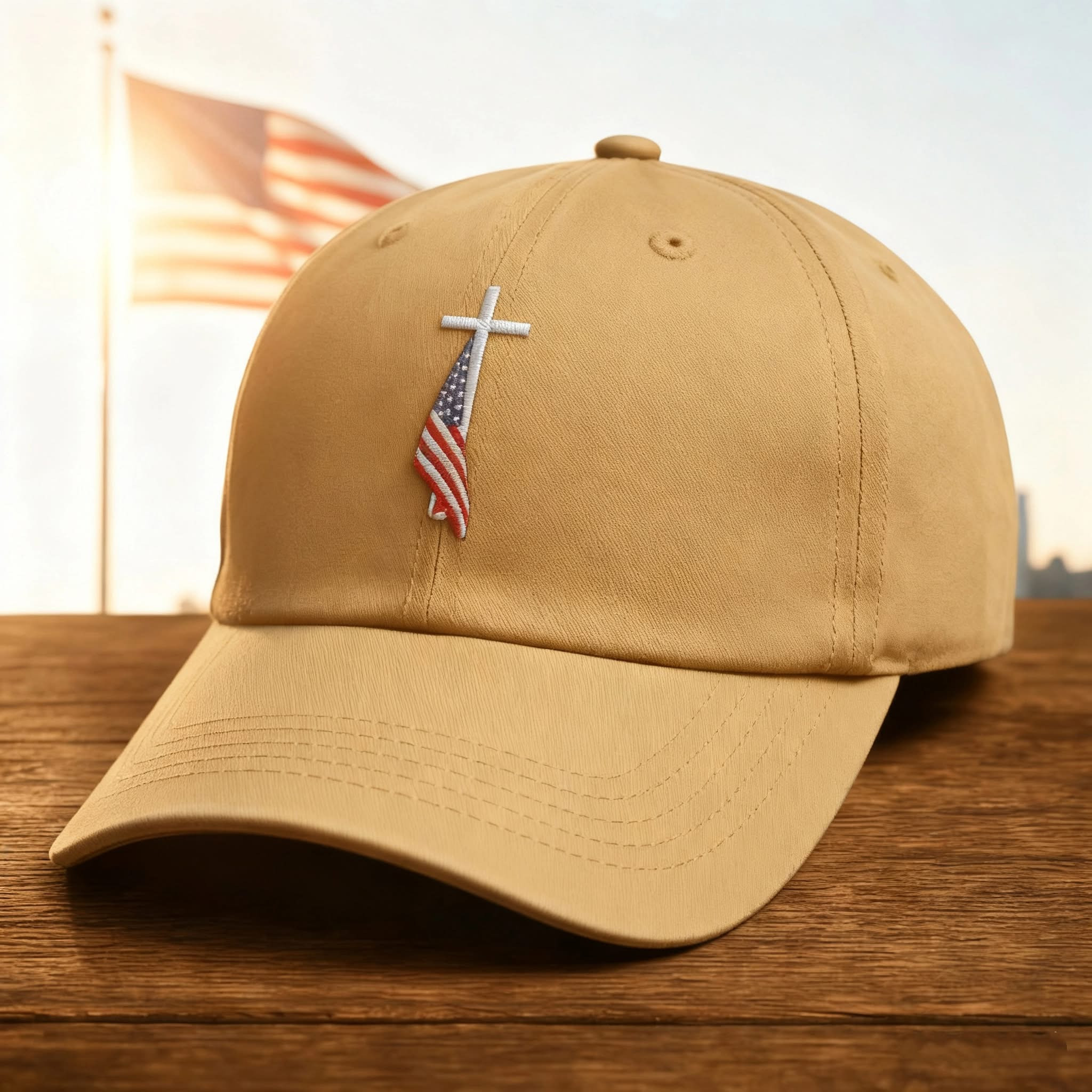 Christian Cross American Flag Hat Baseball Cap Military Merch Gift Ideas For Veterans - Image 2