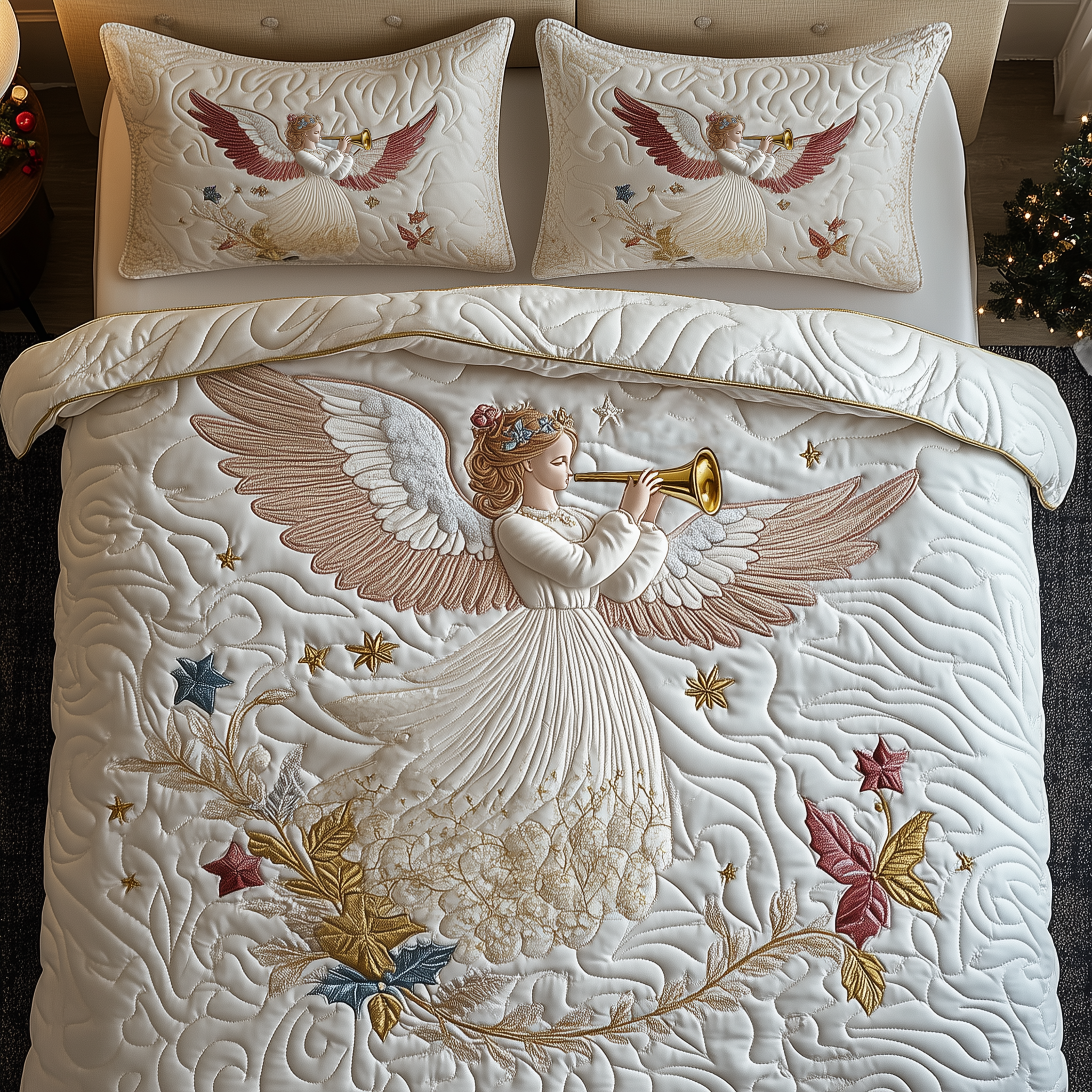 Christmas Angel Quilted Bedding Set Christmas Room Decor Christmas Gifts For Young Couples