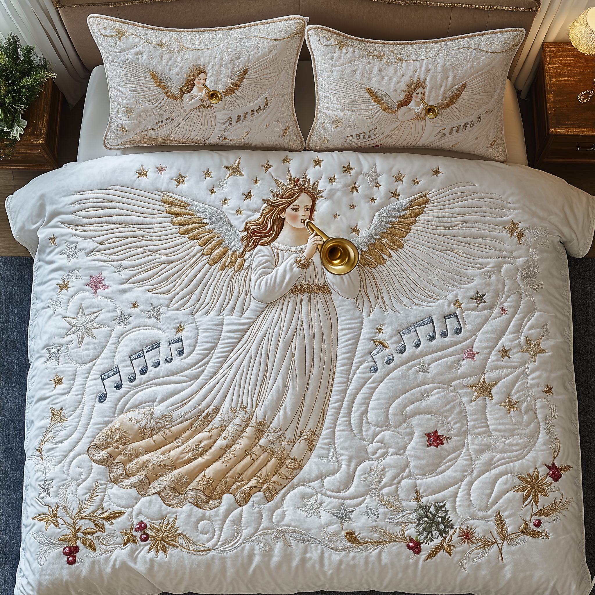 Christmas Angel Quilted Bedding Set Xmas Room Decorations Good Couples Gifts For Christmas