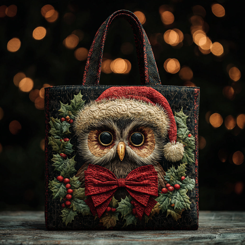 Christmas Barn Owl Quilted Tote Bag Perfect Shoulder Bag Best Christmas Gifts For Mom