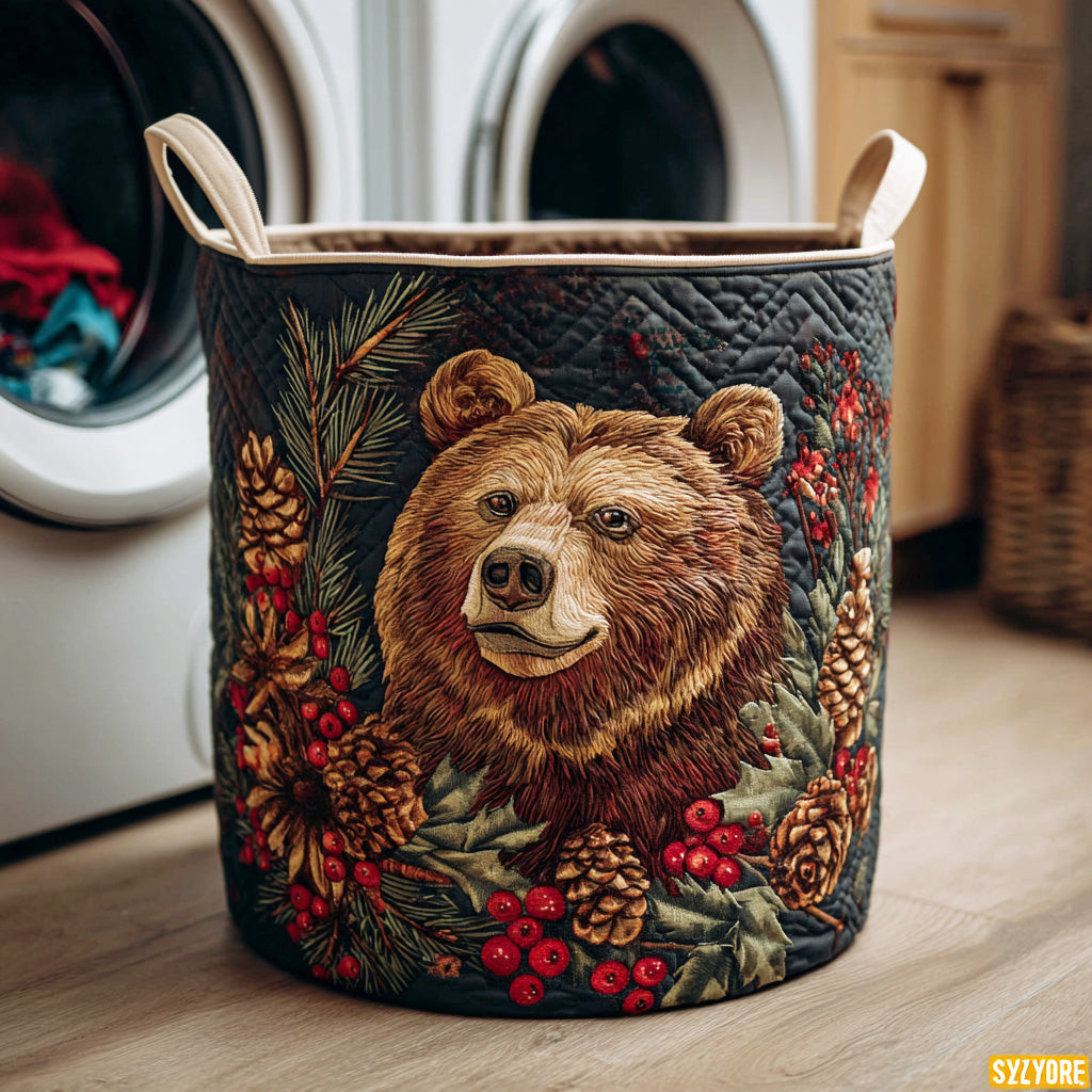 Christmas Bear Trail Quilted Laundry Basket Best Dirty Clothes Hamper Family Xmas Ideas
