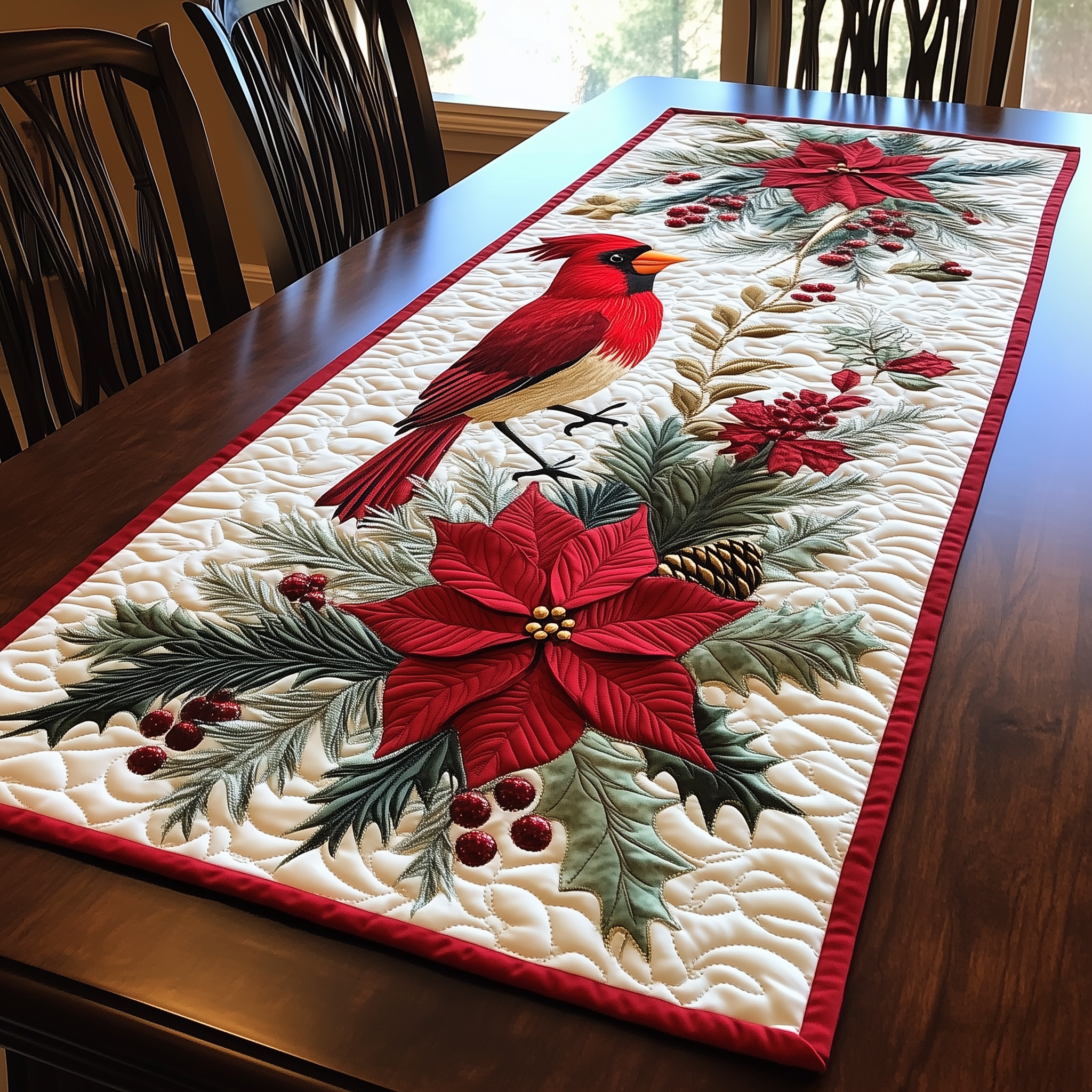 Christmas Cardinal Quilted Table Runner Best Christmas Dinner Table Decorations Christmas Giving Ideas For Families