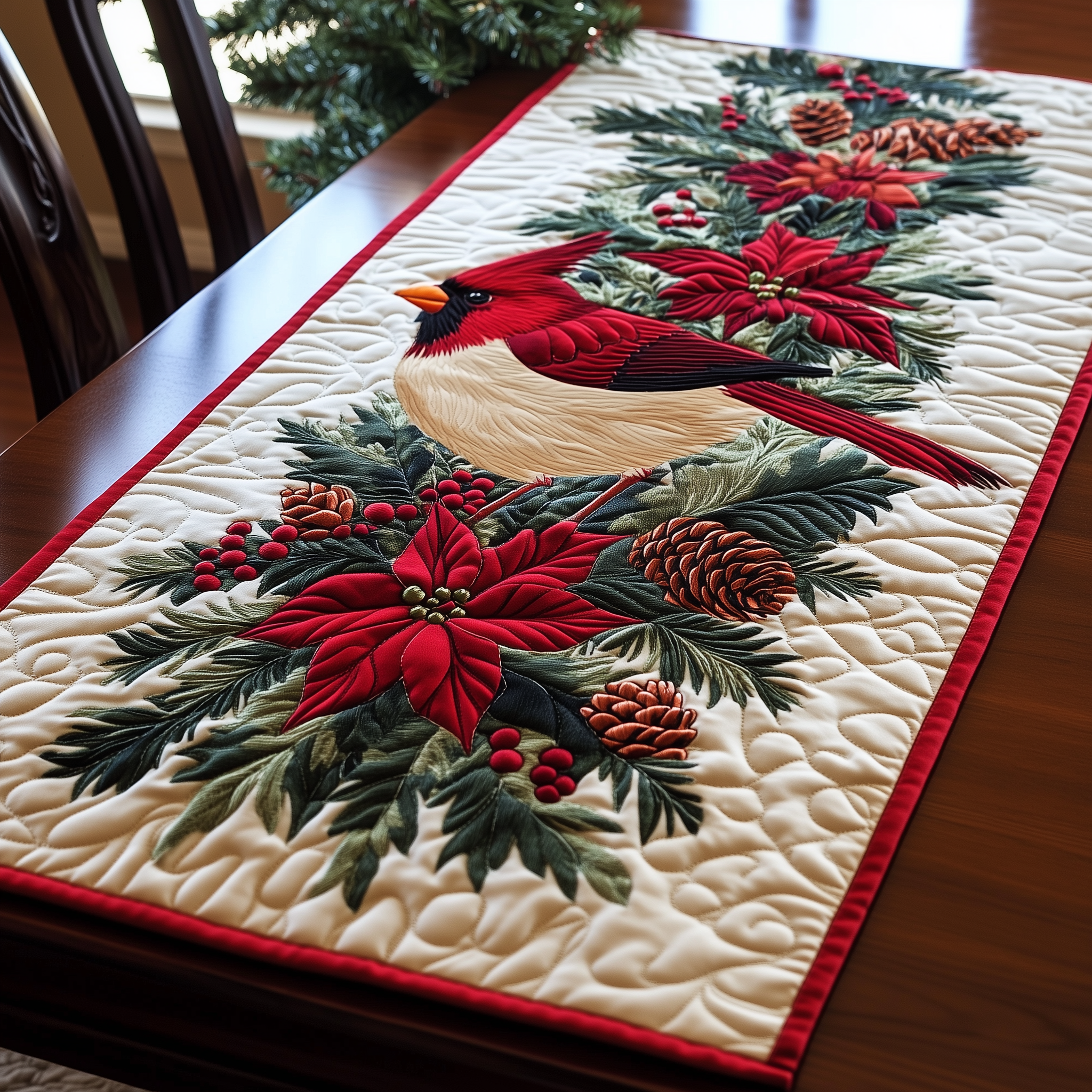 Christmas Cardinal Quilted Table Runner Xmas Dinner Table Decorations Christmas Gift Ideas For Relatives