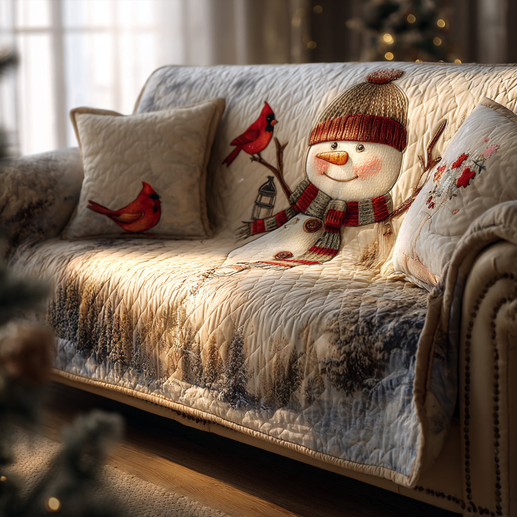 Christmas Cardinals Quilted Sofa Cover Christmas Decor Cardinal Themed Gifts