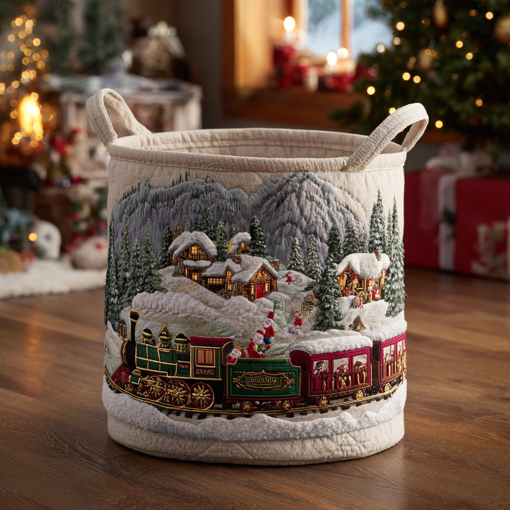 Christmas Conductor Quilted Laundry Basket Home Decor Shop Grandmother Xmas Gifts