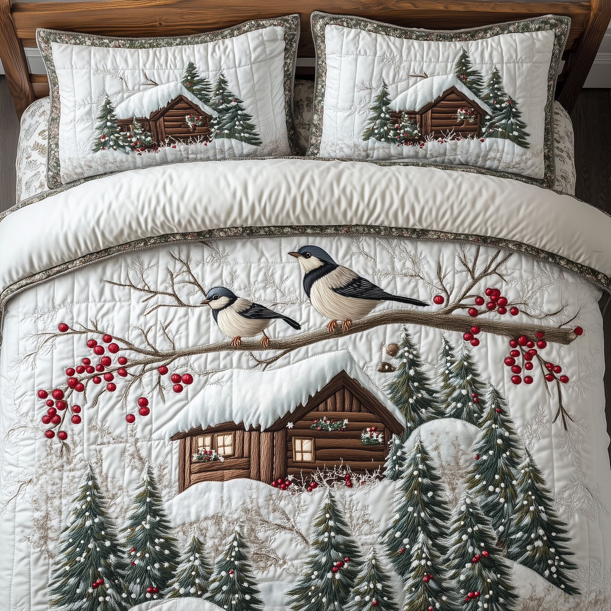 Christmas Cozy Cabin Quilted Bedding Set Christmas Bedroom Best Christmas Gifts For Men