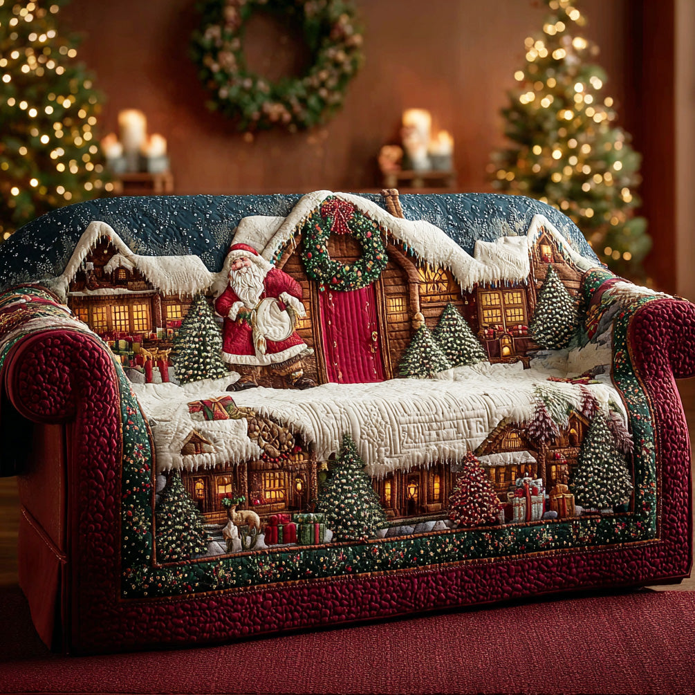 Christmas Dreamland Quilted Sofa Cover Holiday Couch Covers Christmas Presents
