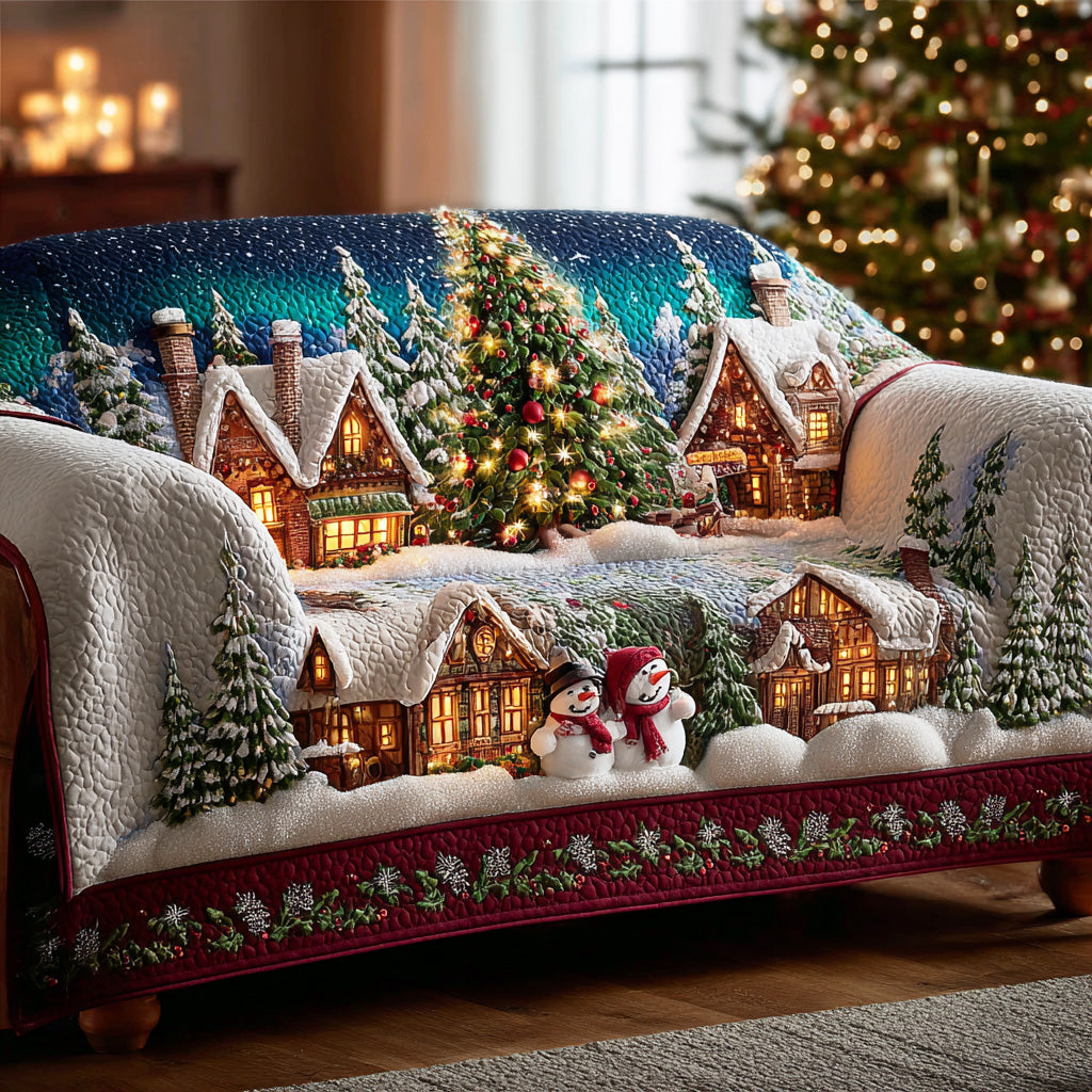 Christmas Glow Valley Quilted Sofa Cover Couch Protector Christmas Gifts For Wife