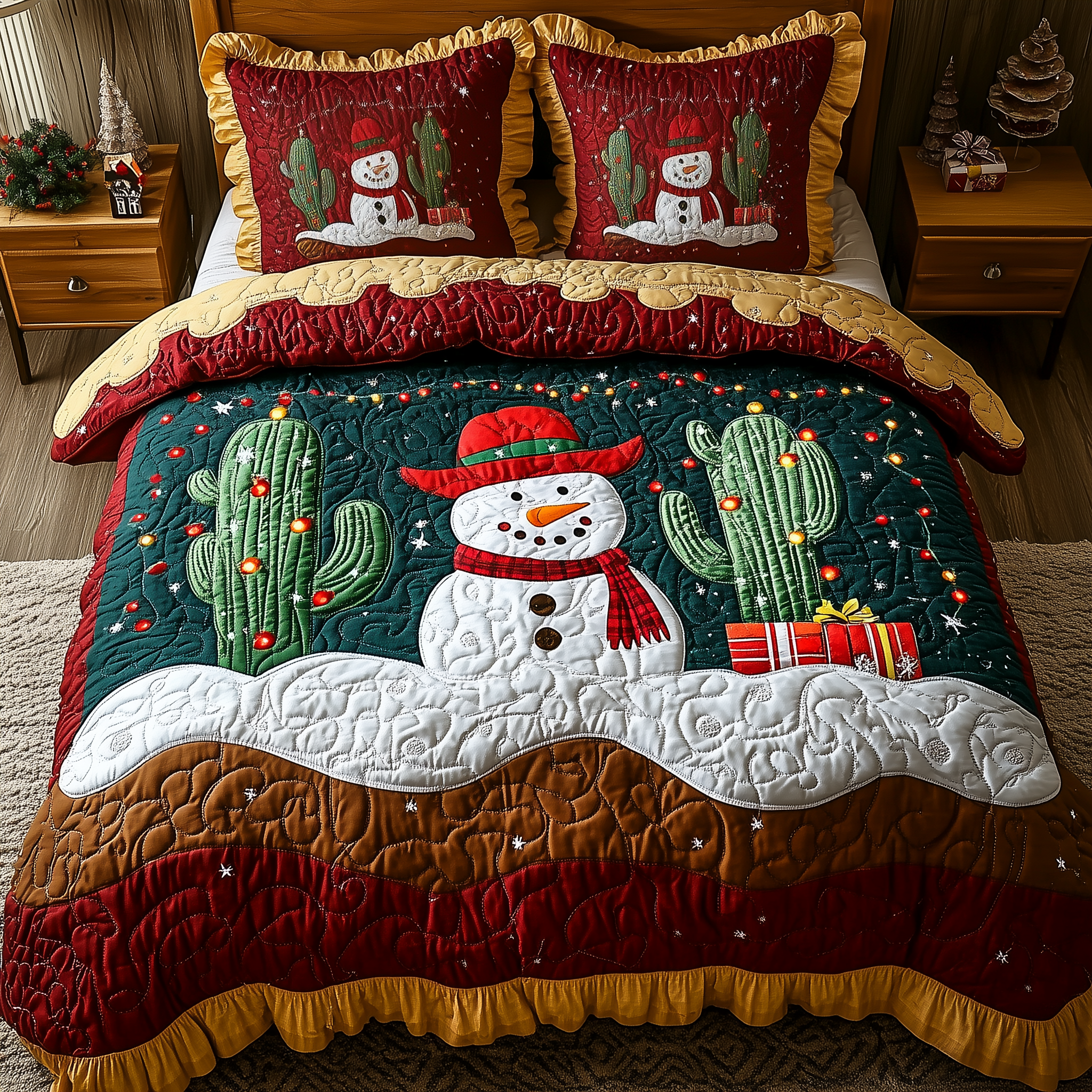Christmas Joyful Cactus Quilted Bedding Set Christmas Room Ideas Gifts For A Couple That Has Everything