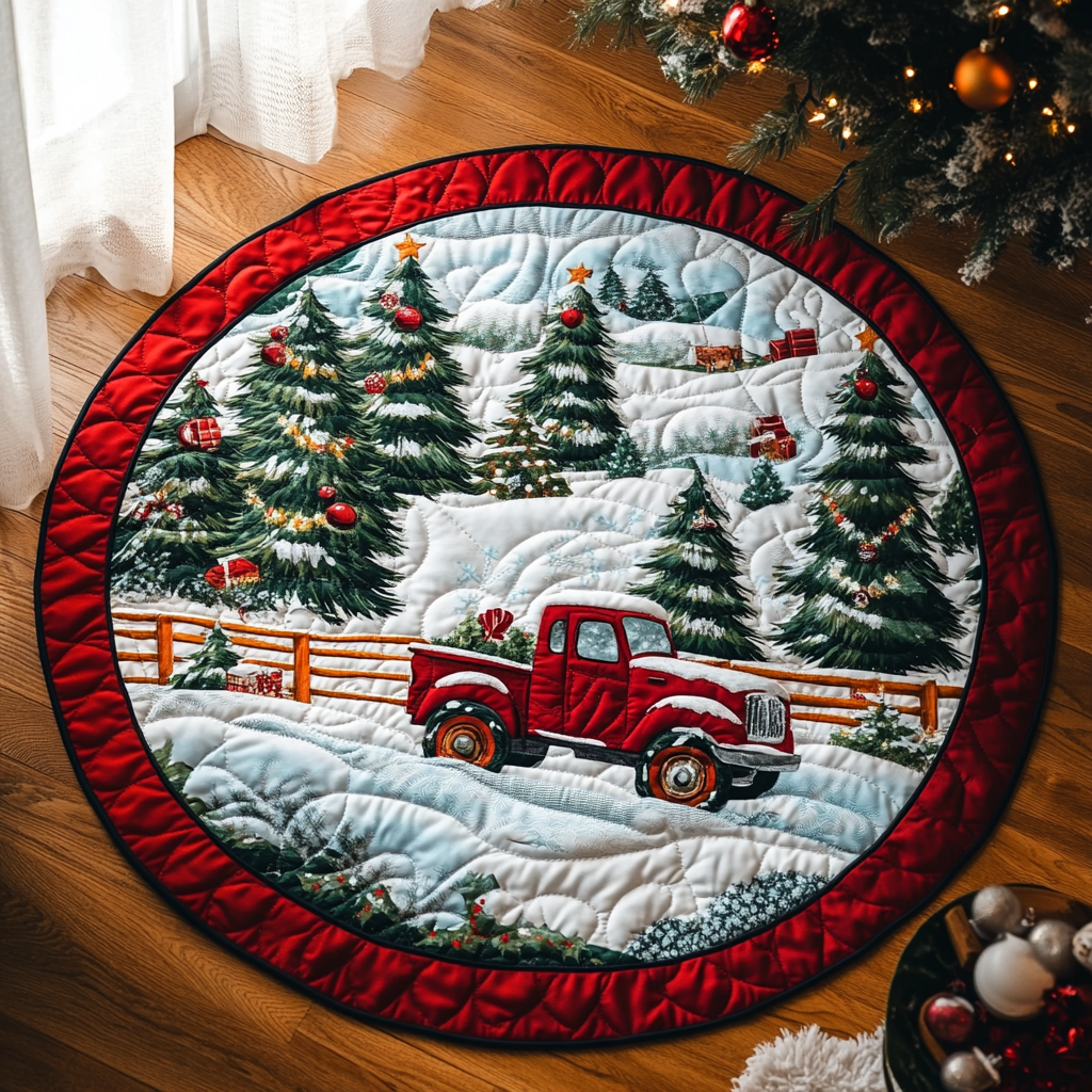 Christmas Morning Magic Quilted Round Mat Family Room Ideas Unique Christmas Gifts