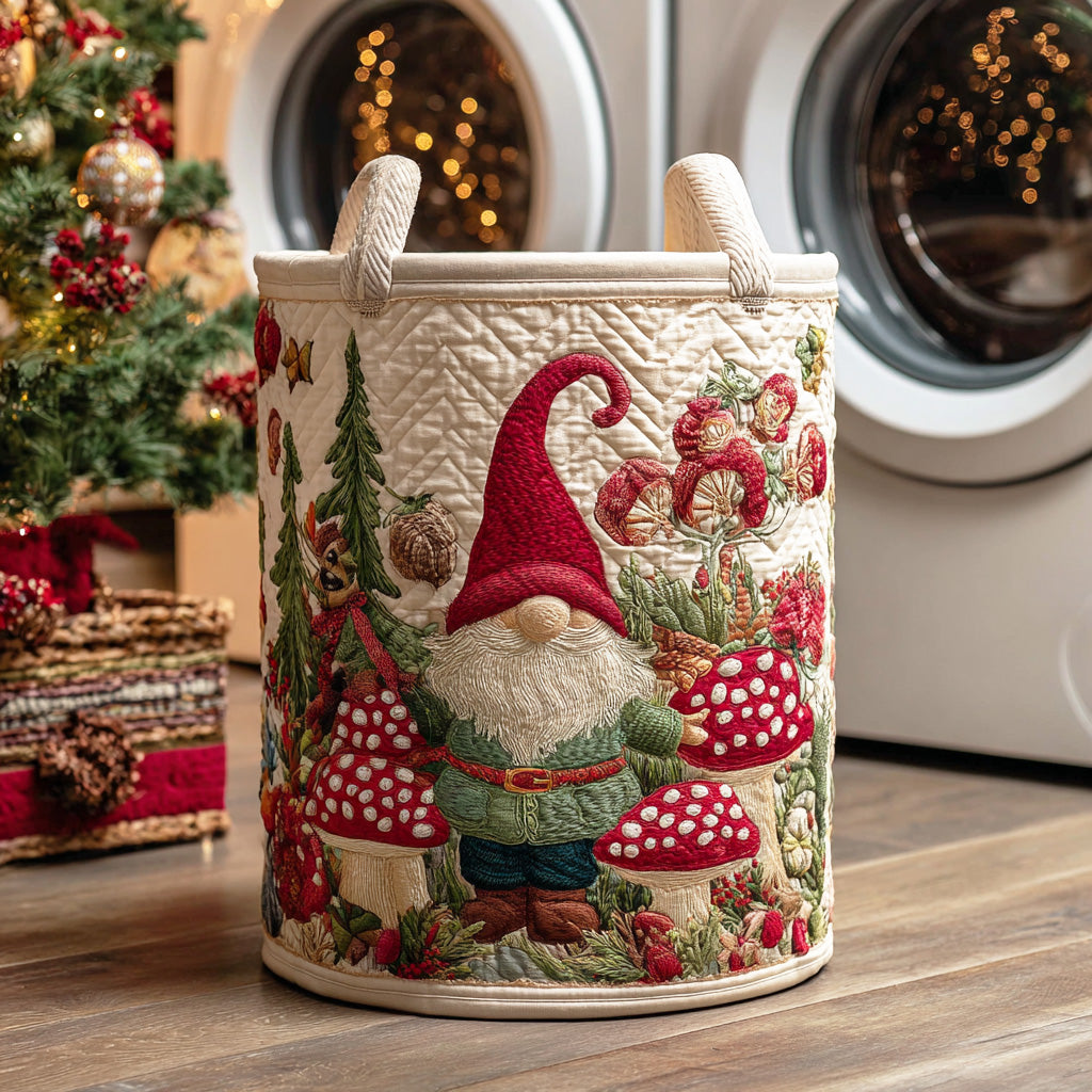 Christmas Mushroom Grove Quilted Laundry Basket Modern Clothes Hamper Secret Santa Gifts