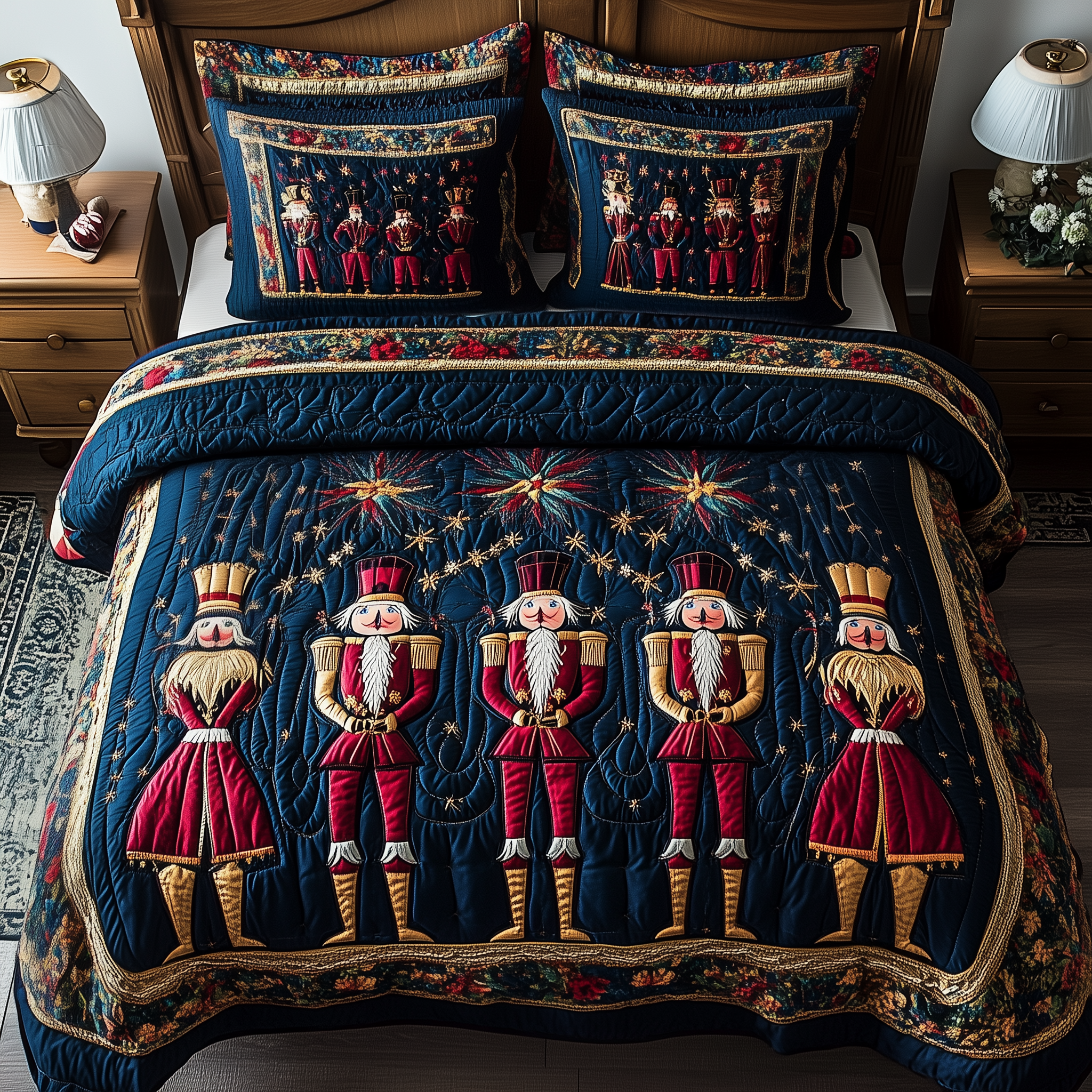 Christmas Nutcracker Quilted Bedding Set Christmas Duvet Unique Christmas Gifts