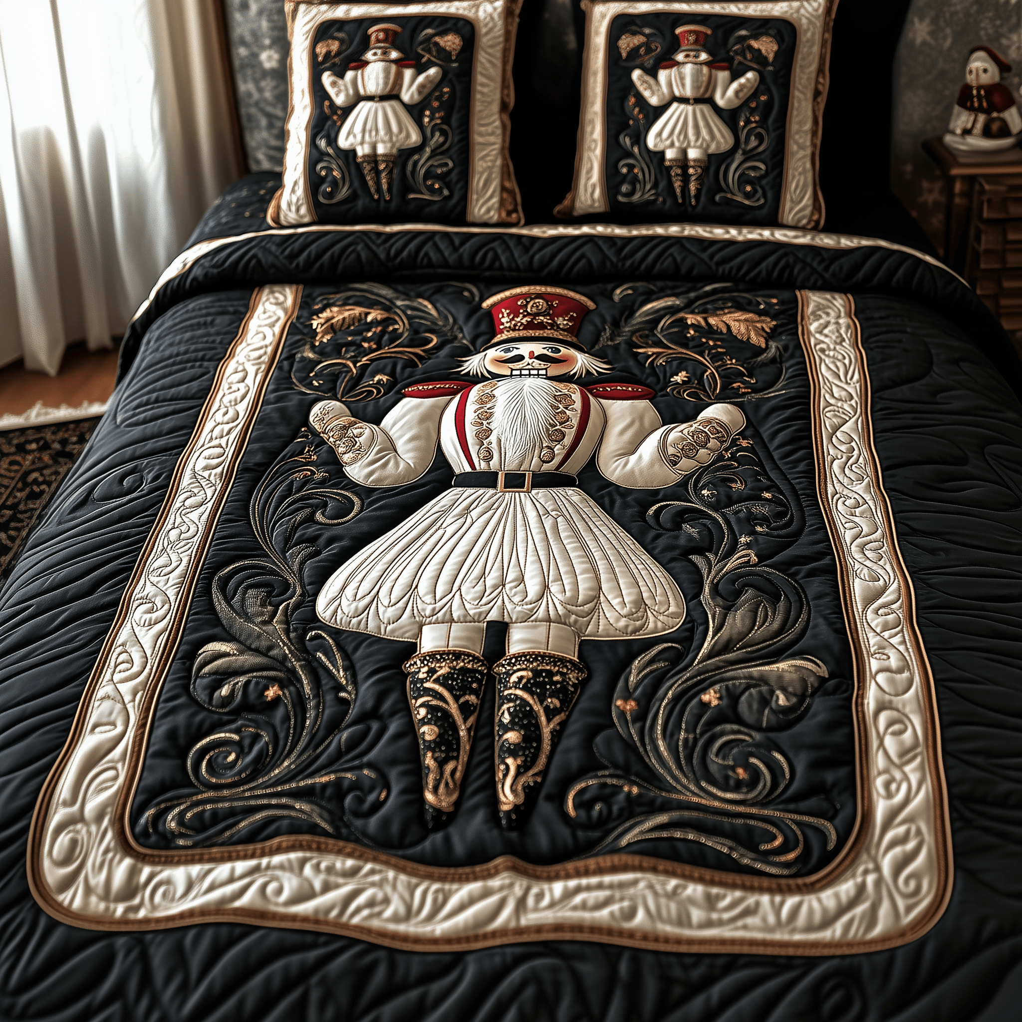 Christmas Nutcracker Quilted Bedding Set Holiday Bedding Sets Best Couple Gifts For Christmas