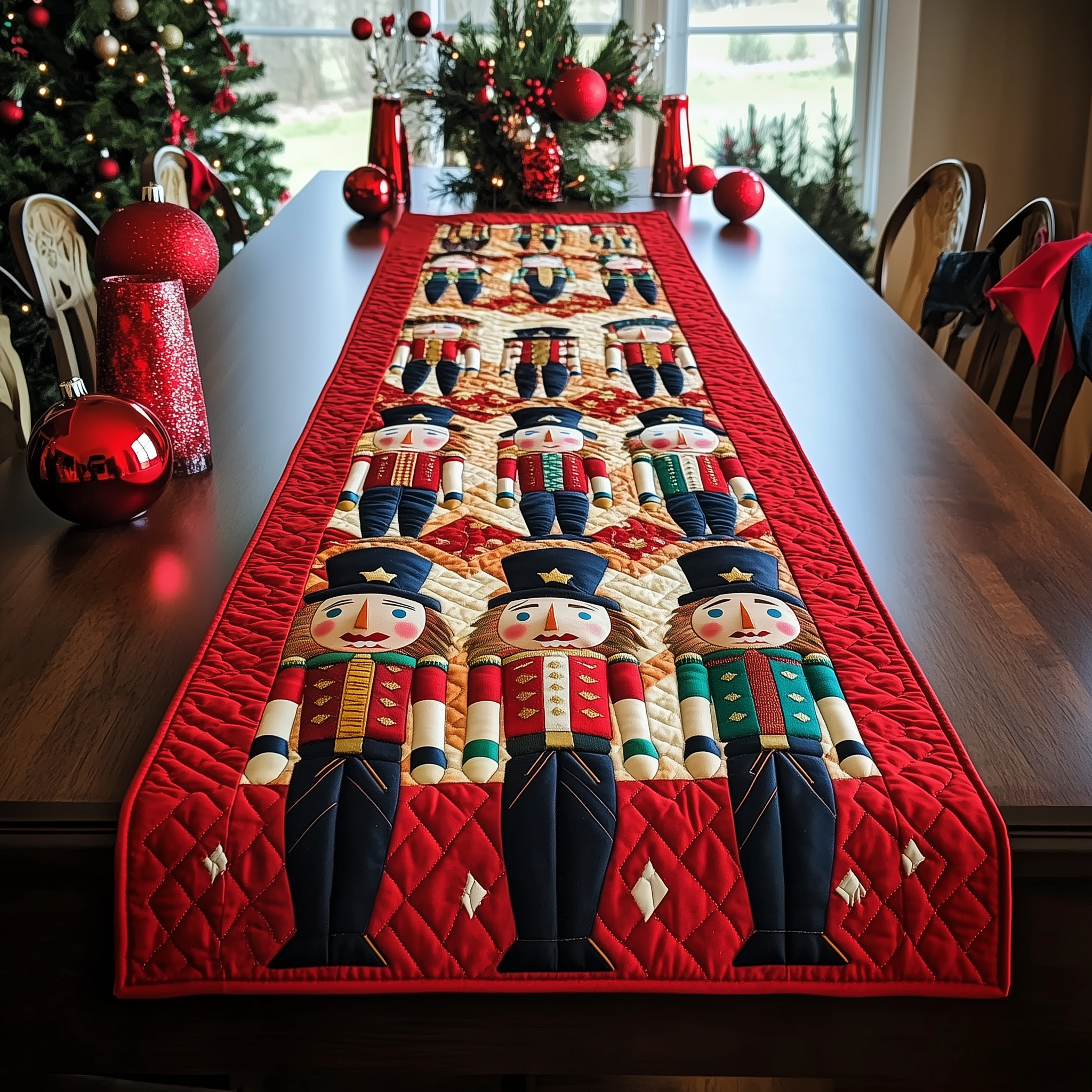 Christmas Nutcracker Quilted Table Runner Christmas Dining Room Decor Good Gifts For Christmas