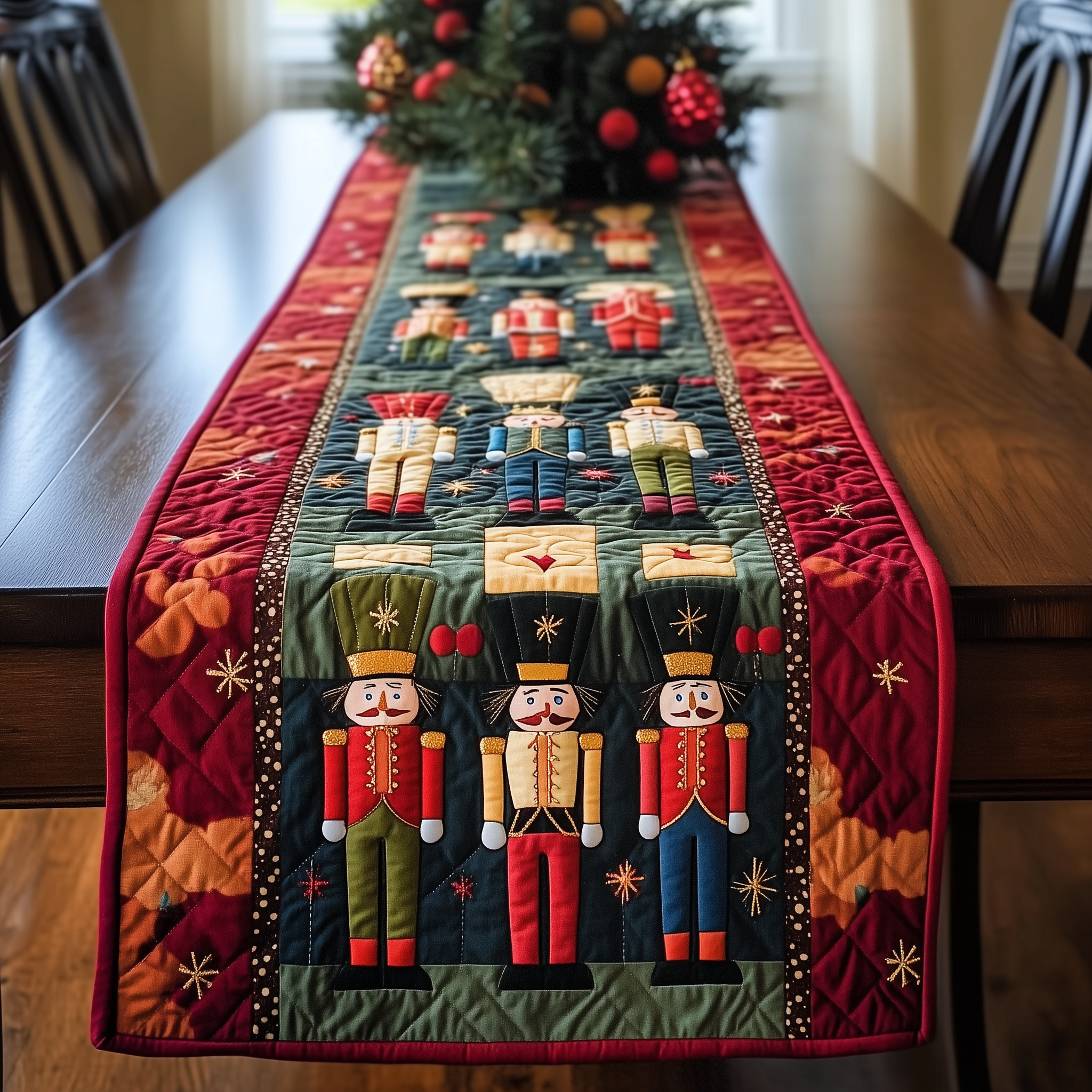 Christmas Nutcracker Quilted Table Runner Christmas Dinner Decorations Family Gift Ideas For Xmas