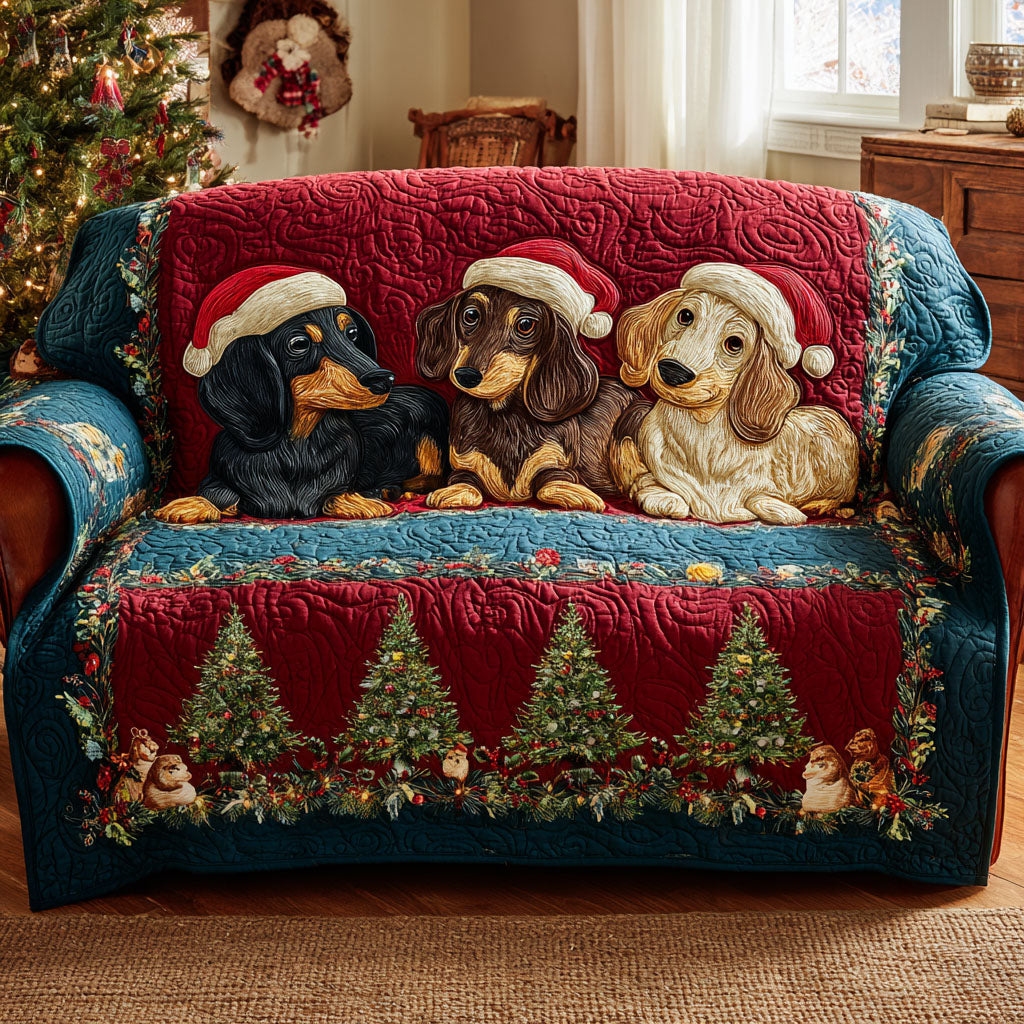 Christmas Pup Parade Quilted Sofa Cover Christmas Living Room Decor Ideas Best Family Christmas Gifts