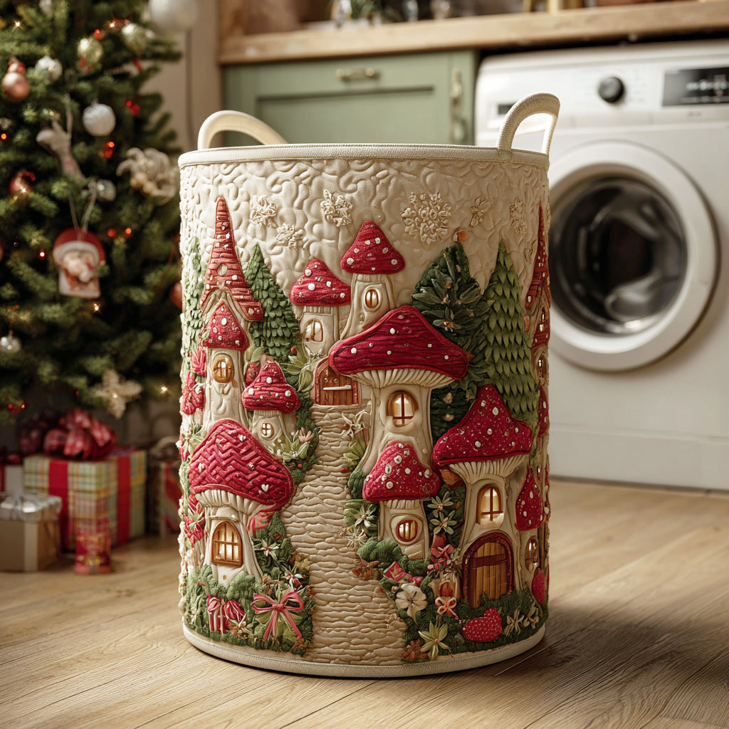 Christmas Shroom Village Quilted Laundry Basket Unique Hampers Nana Christmas Gifts