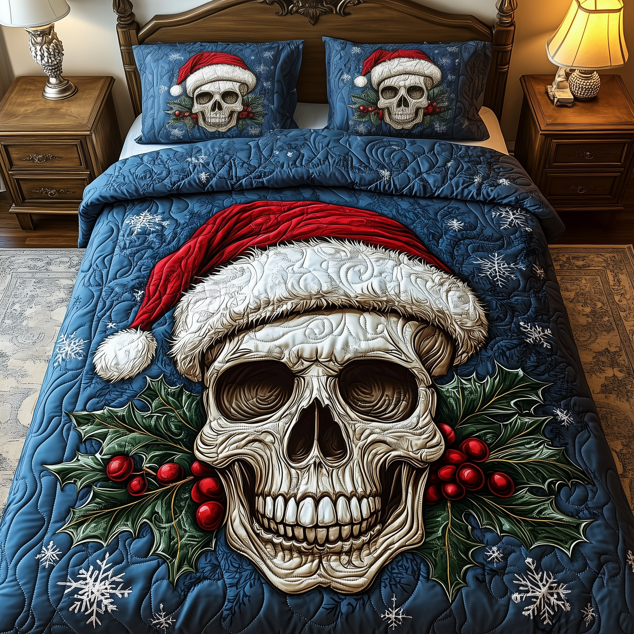 Christmas Skull Quilted Bedding Set Best Sheets Ever Skull Birthday Presents