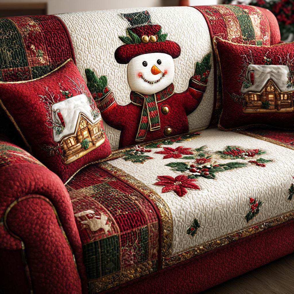 Christmas Snow Meadow Quilted Sofa Cover Christmas Couch Cover Family Xmas Present Ideas