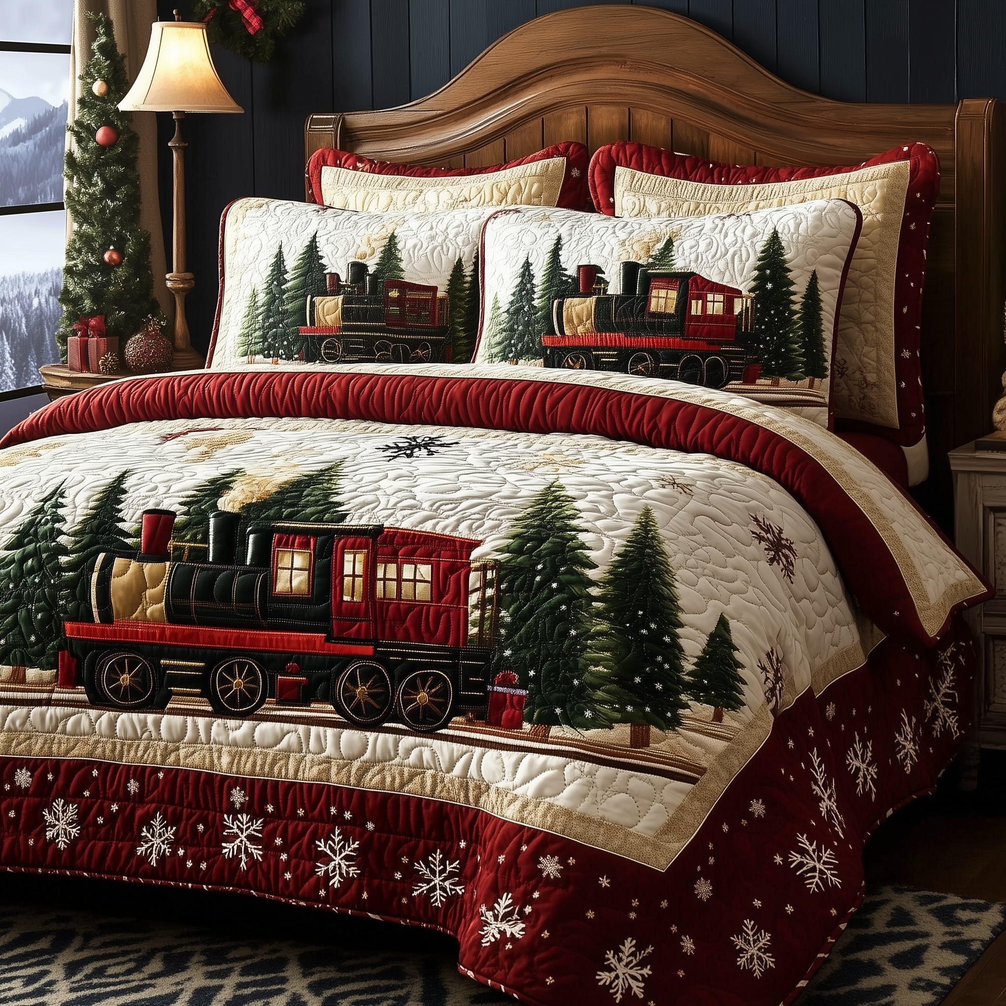 Christmas Train Quilted Bedding Set Bedroom Ideas For Christmas Gifts For Train Enthusiasts