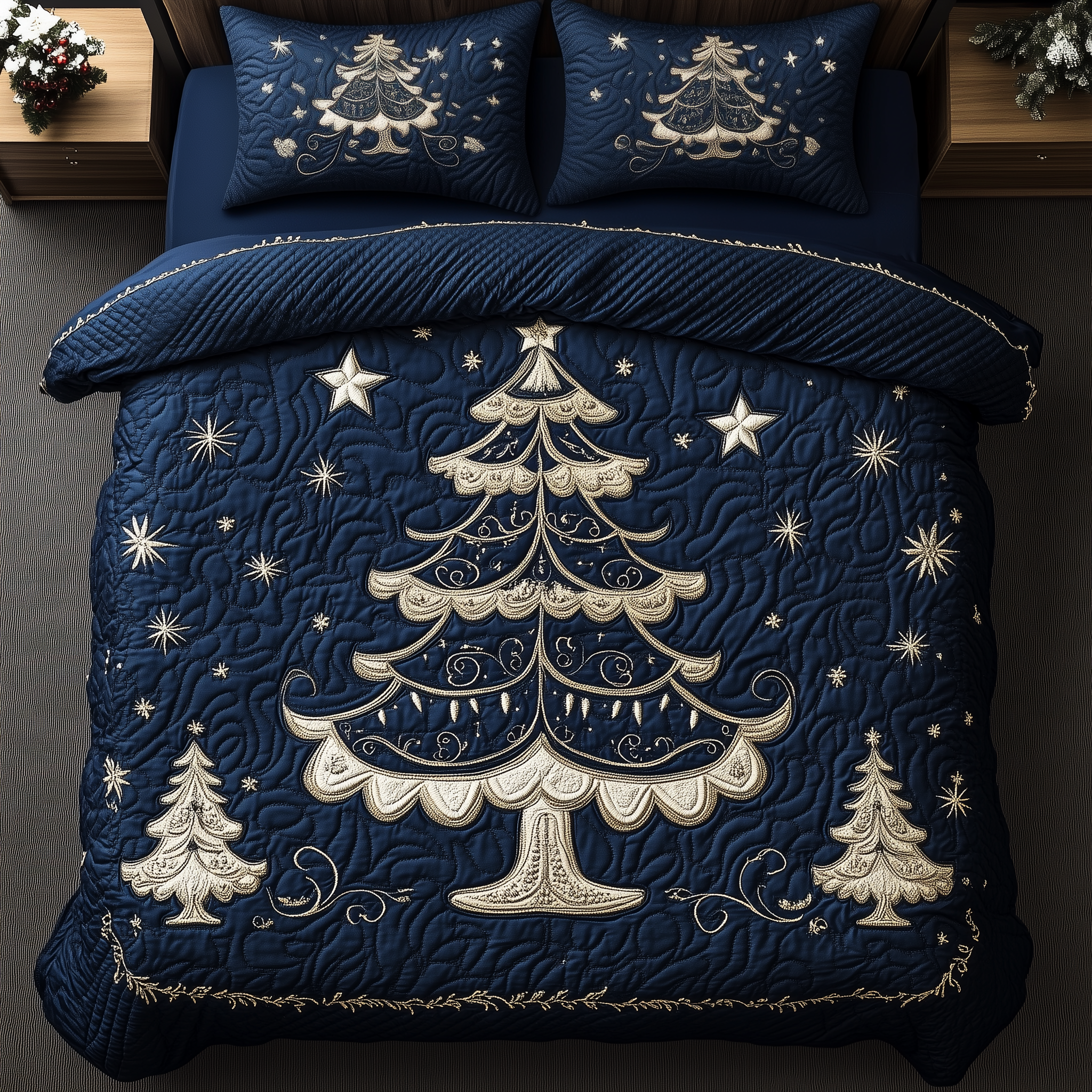 Christmas Tree Quilted Bedding Set Christmas Duvet Set Christmas Presents For Mom