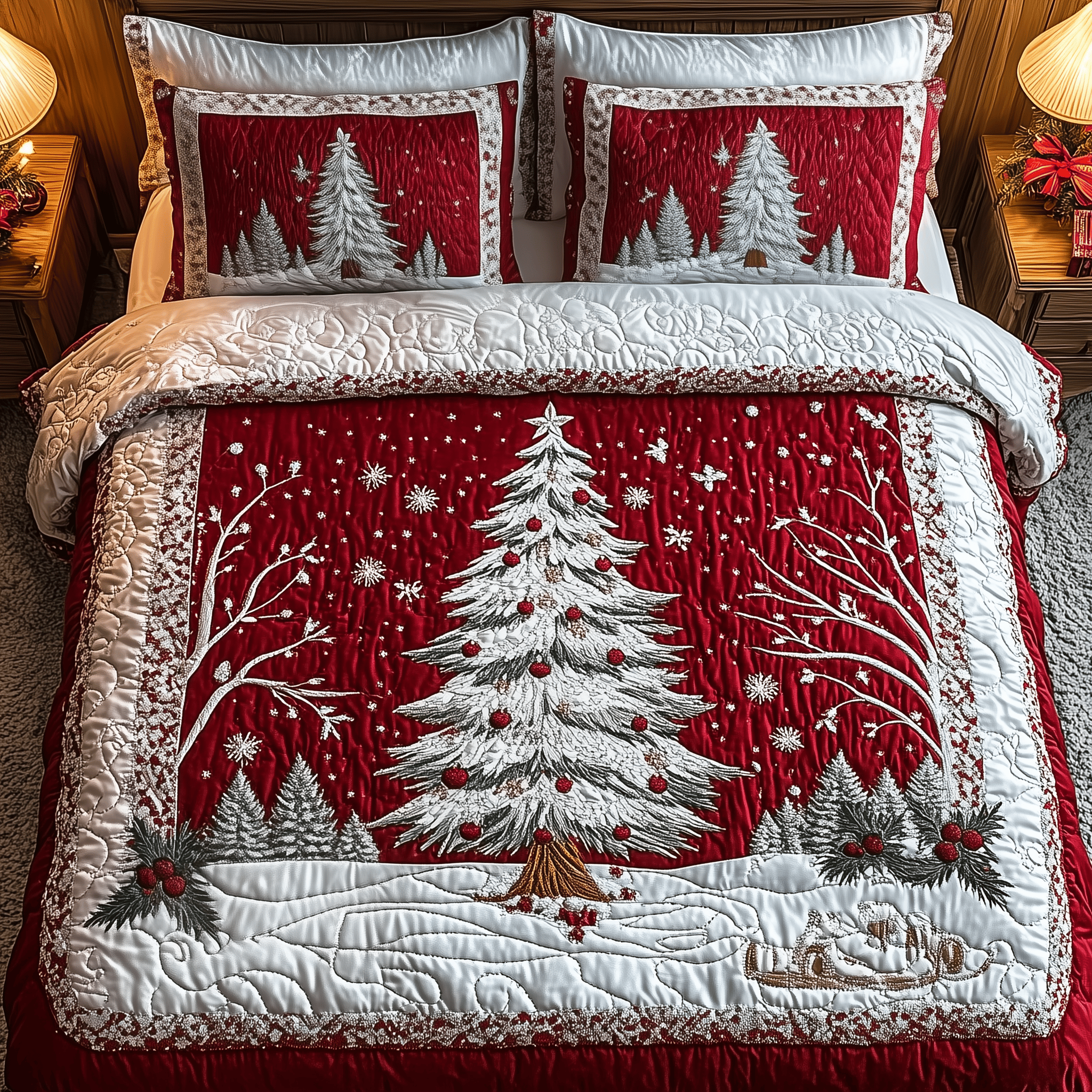 Christmas Tree Quilted Bedding Set Cozy Christmas Bedroom Christmas Present Ideas For Boyfriend