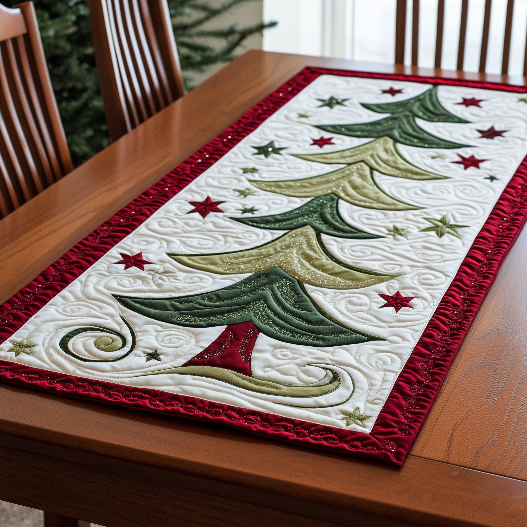 Christmas Tree Quilted Table Runner Christmas Dinner Decorations Christmas Giving Ideas For Families