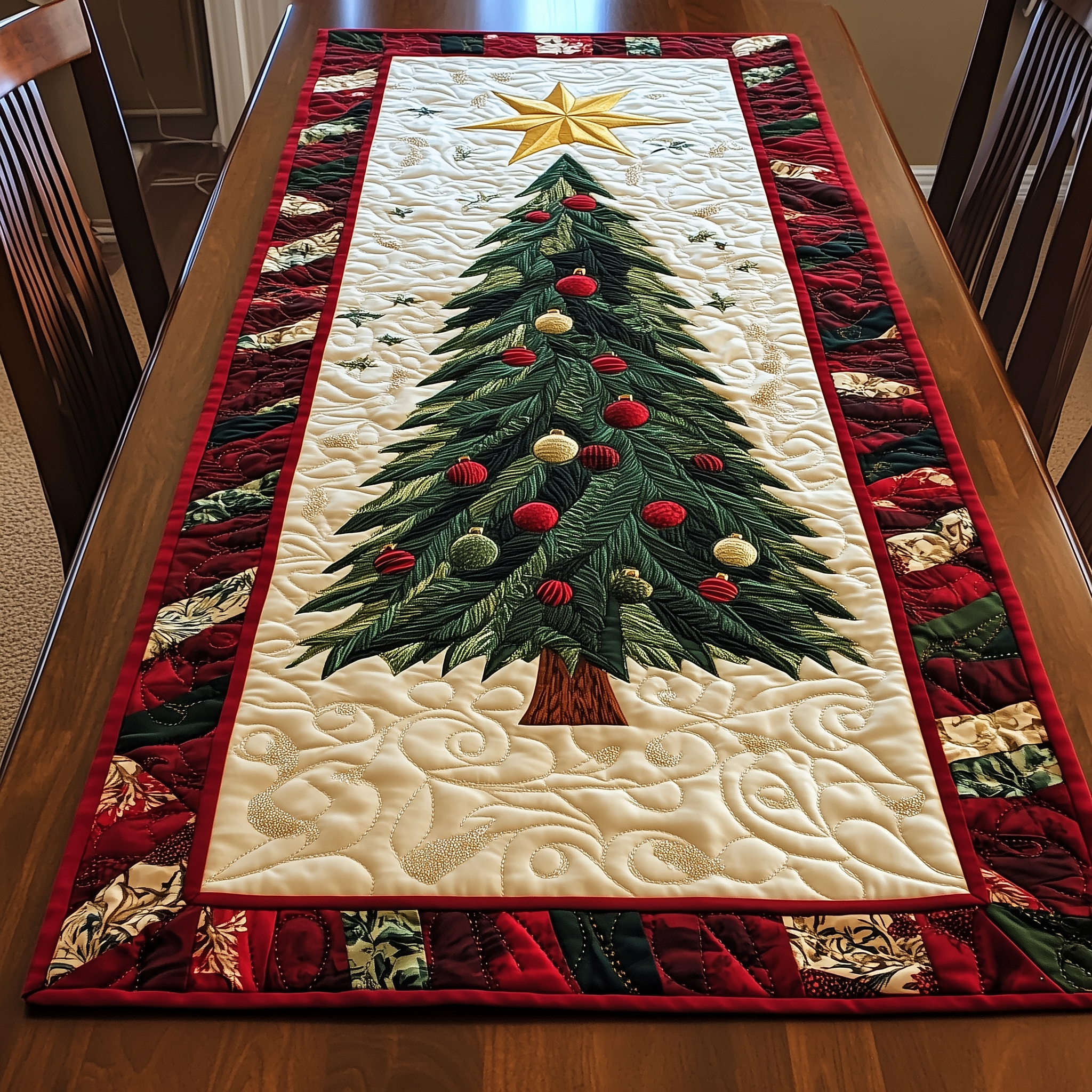Christmas Tree Quilted Table Runner Christmas Table Runner Decor Best Family Xmas Gifts