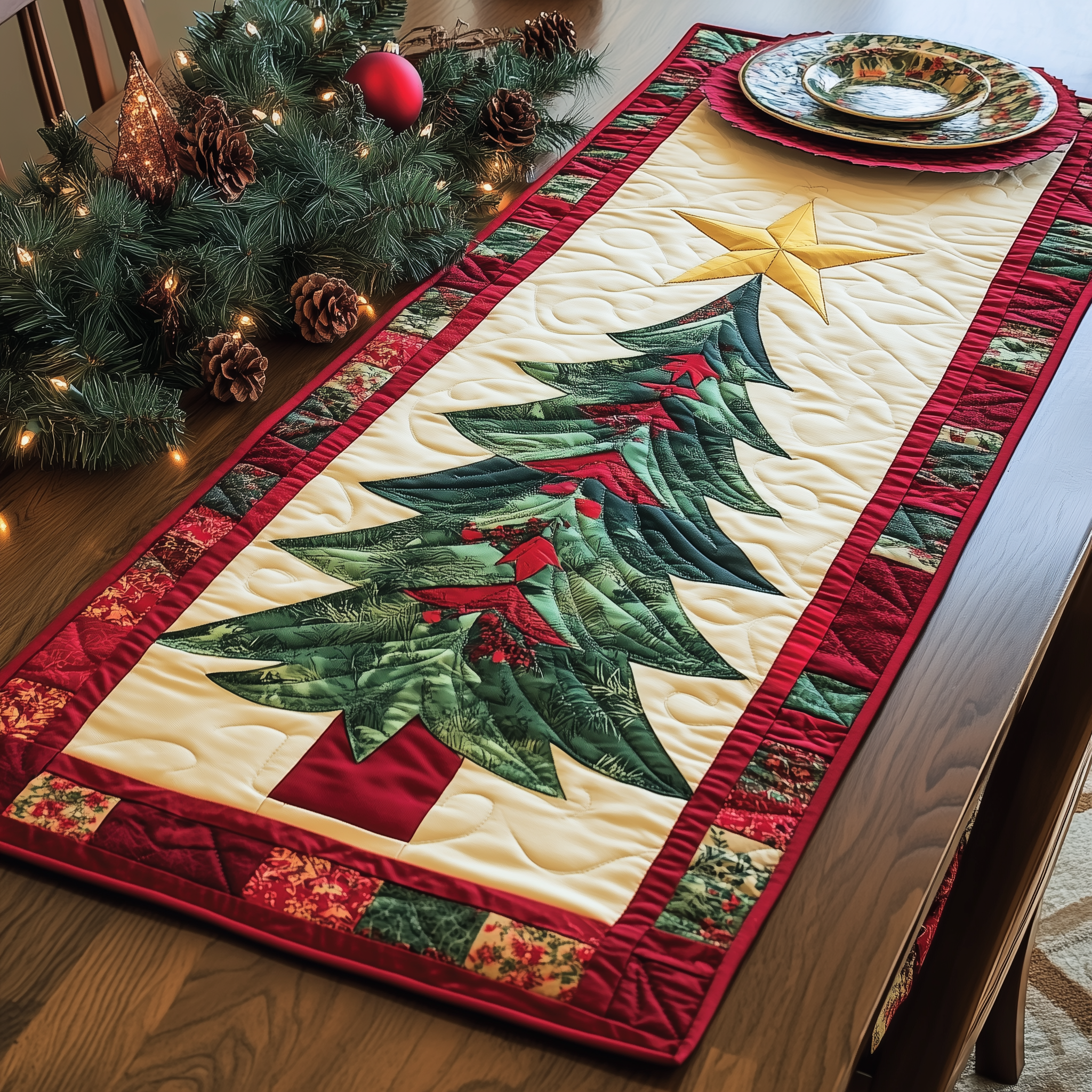 Christmas Tree Quilted Table Runner Elegant Christmas Table Runners Good Family Christmas Present