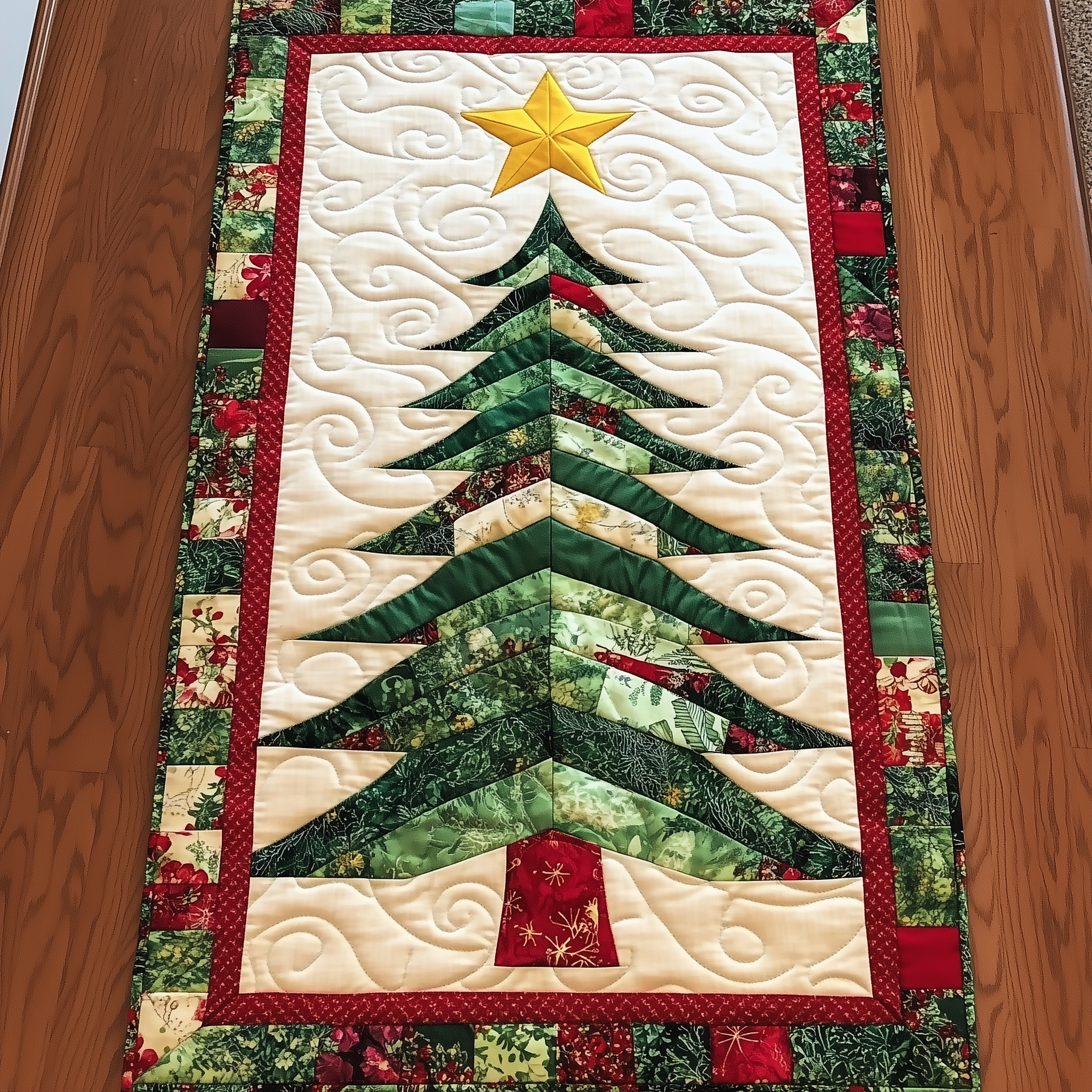 Christmas Tree Quilted Table Runner Holiday Home Decor Good Family Christmas Presents