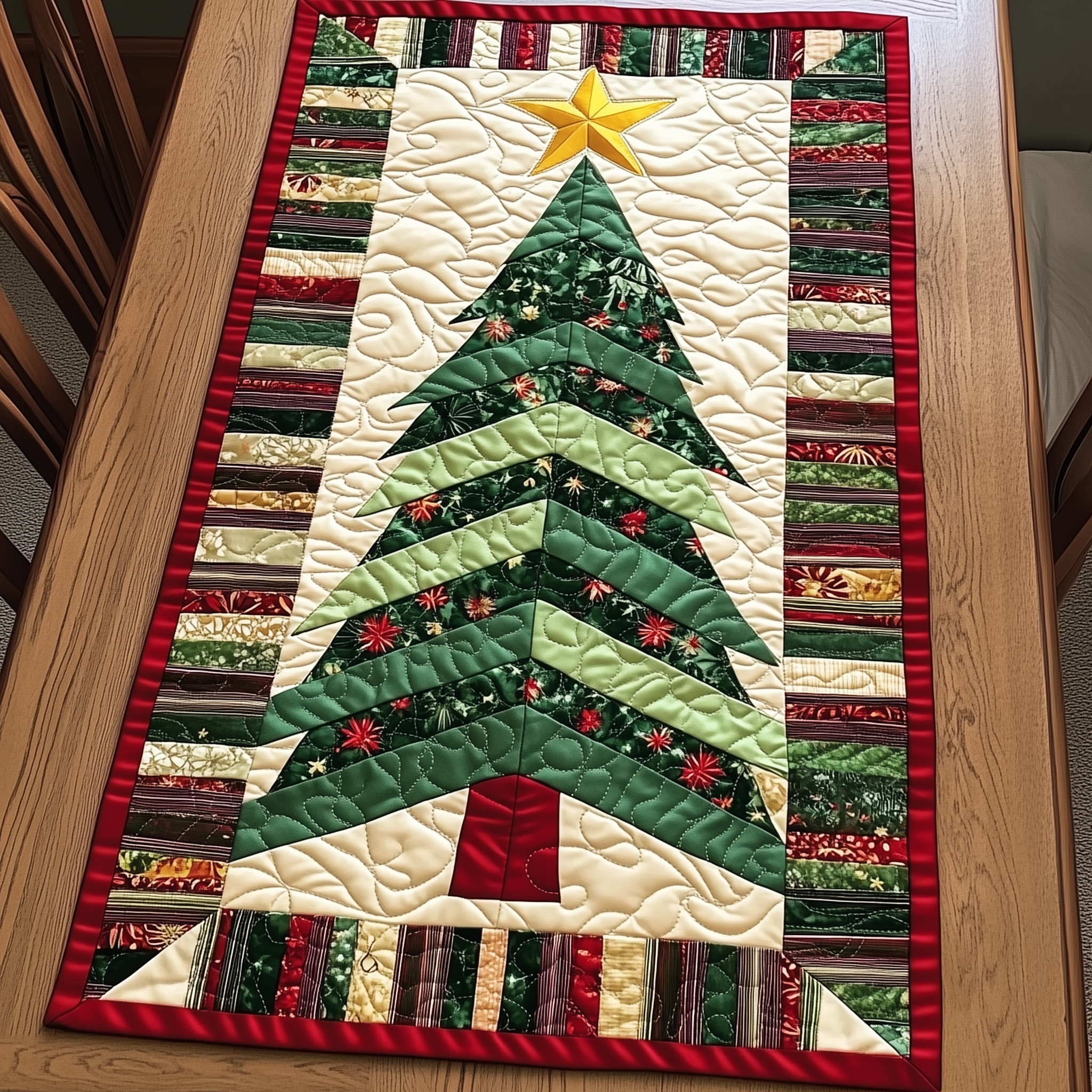 Christmas Tree Quilted Table Runner Winter Themed Table Runners Great Family Xmas Gifts