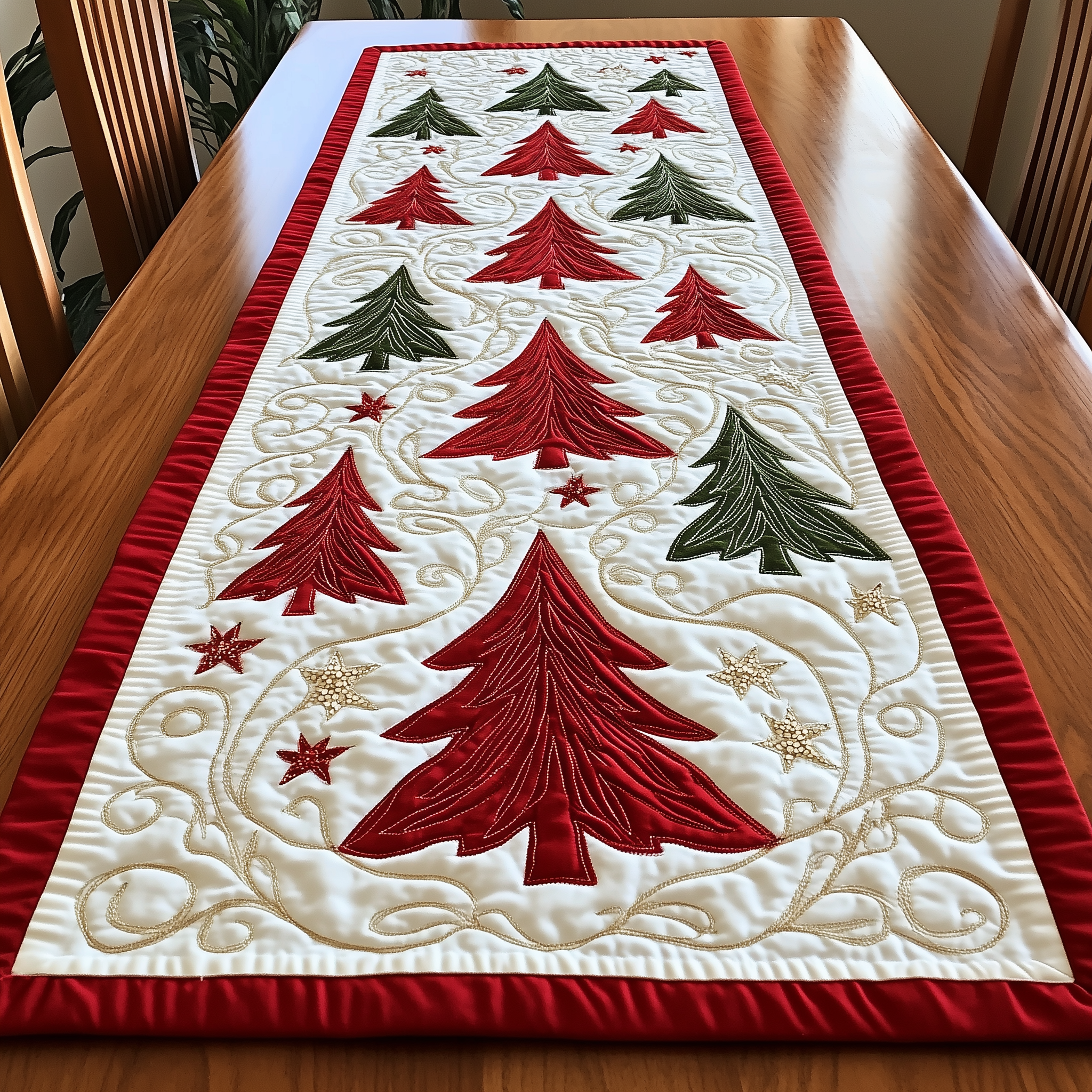 Christmas Tree Quilted Table Runner Xmas Dinner Table Decorations Family Ideas For Christmas Gifts