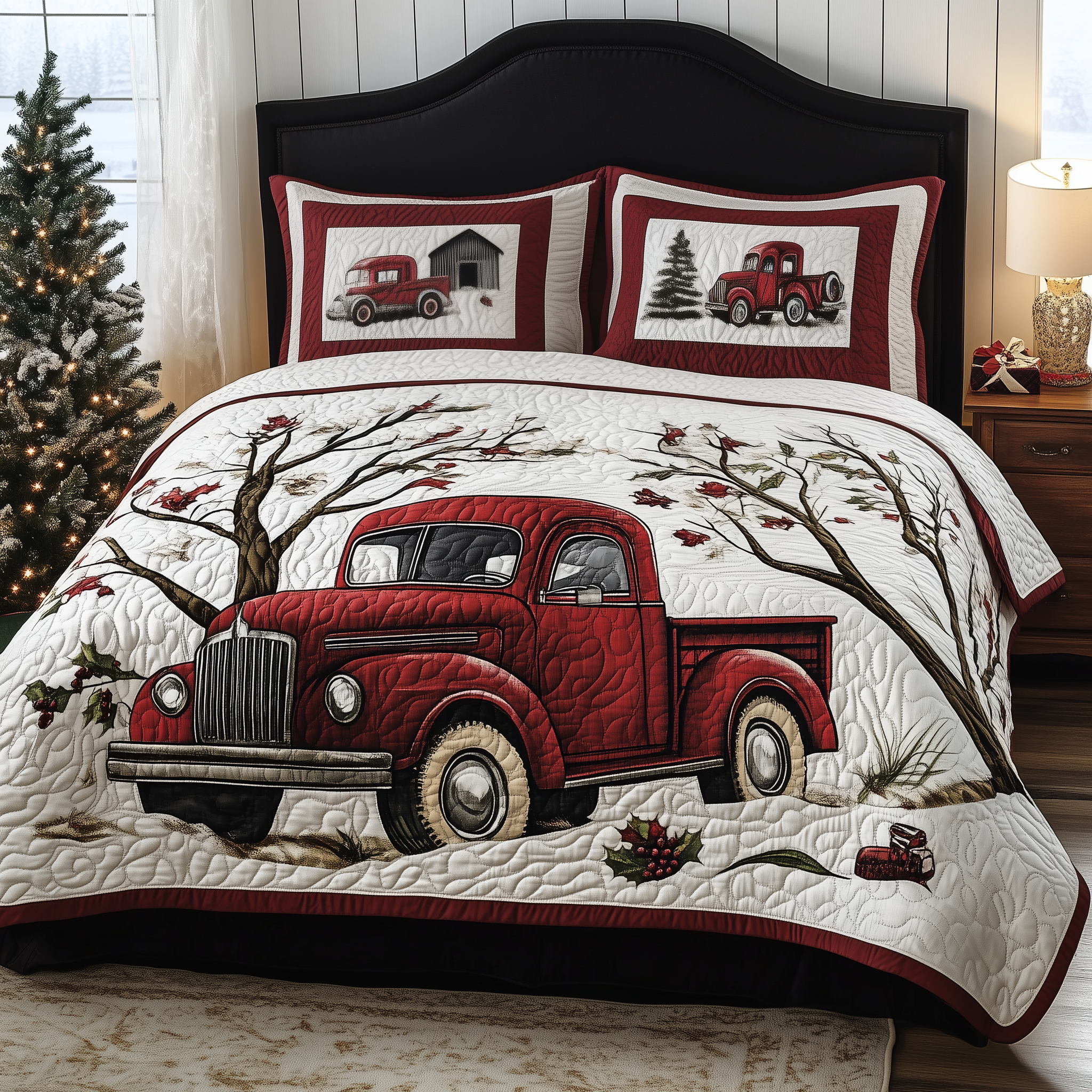 Christmas Truck Quilted Bedding Set Christmas Bed Decor Christmas Gifts For Your Sister In Law