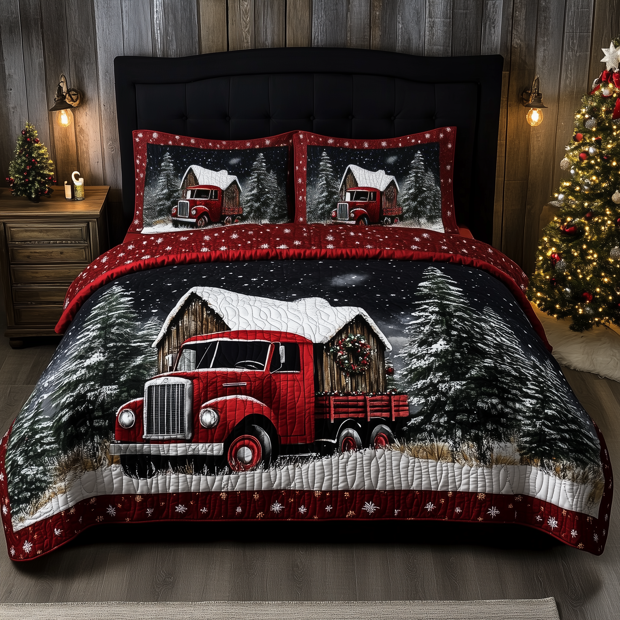 Christmas Truck Quilted Bedding Set Cozy Christmas Bedrooms Christmas Sister In Law Gifts