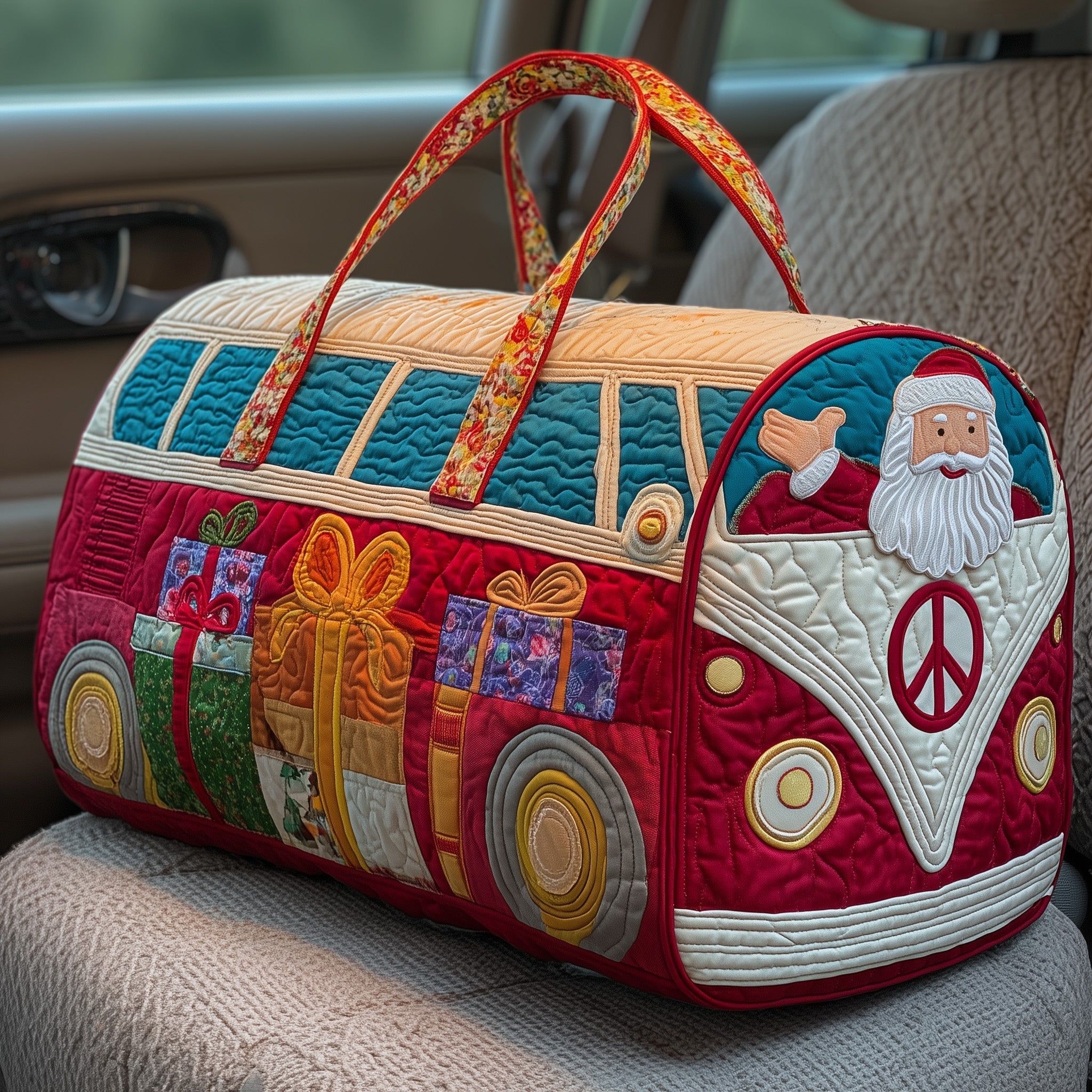 Christmas Van Quilted Duffle Bag Small Travel Duffel Bag The Best Mother's Day Gifts