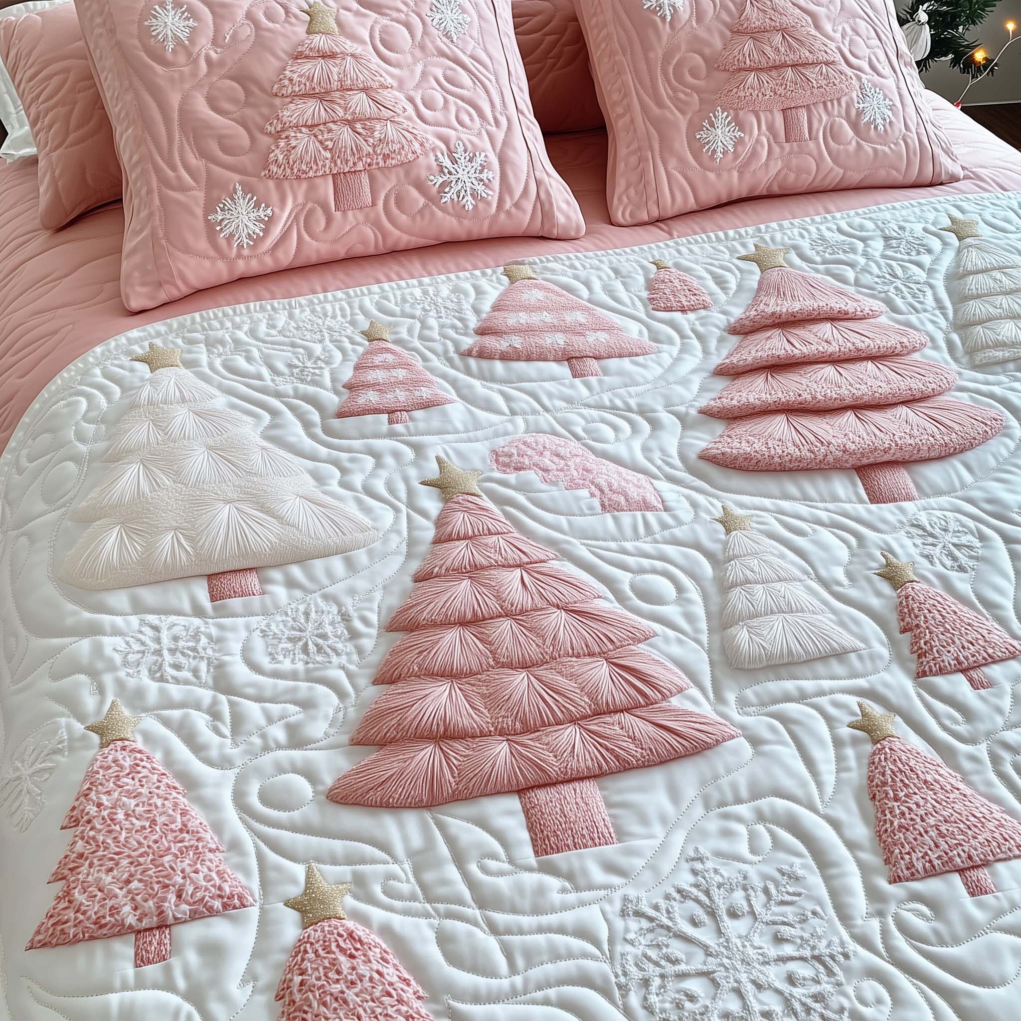 Christmas Vibe Quilted Bedding Set Christmas Duvet Cover Christmas Gift Ideas