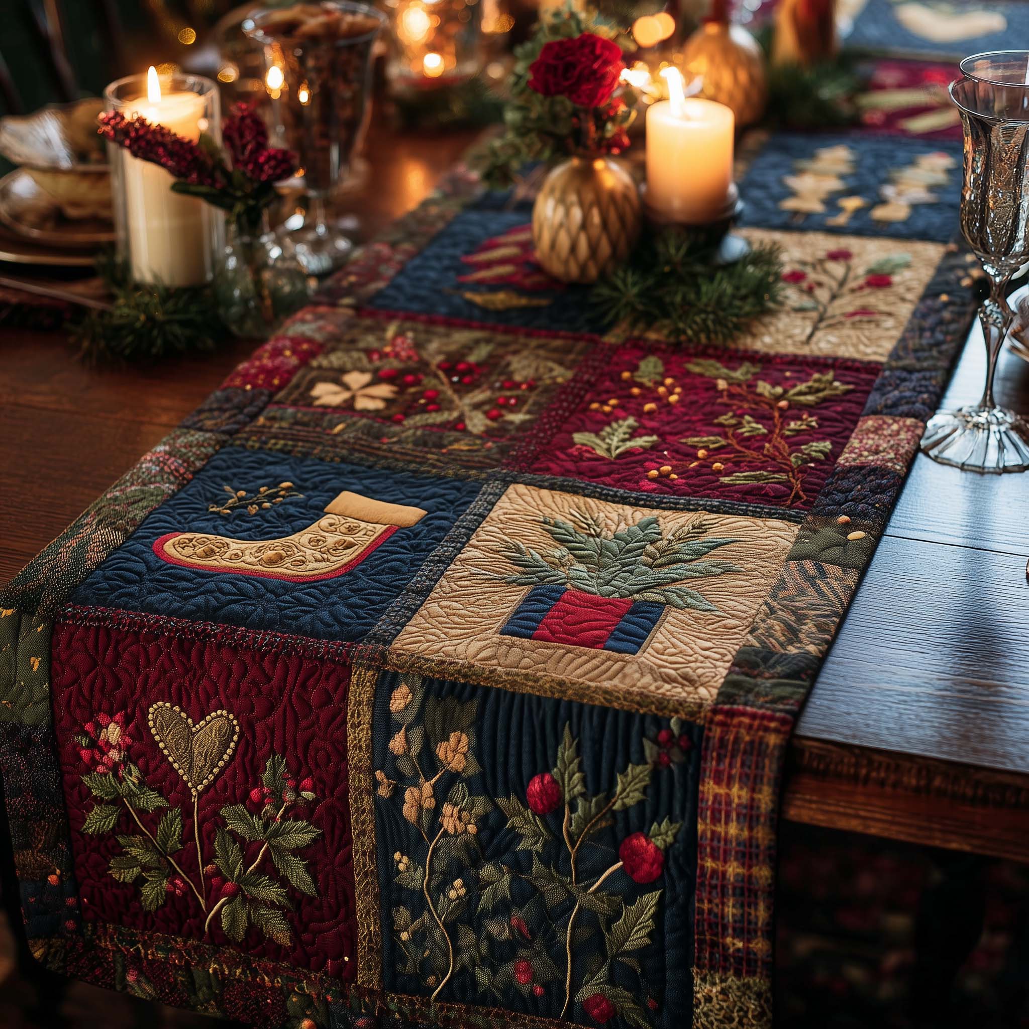 Christmas Vibe Quilted Table Runner Elegant Holiday Decor Good Christmas Gifts
