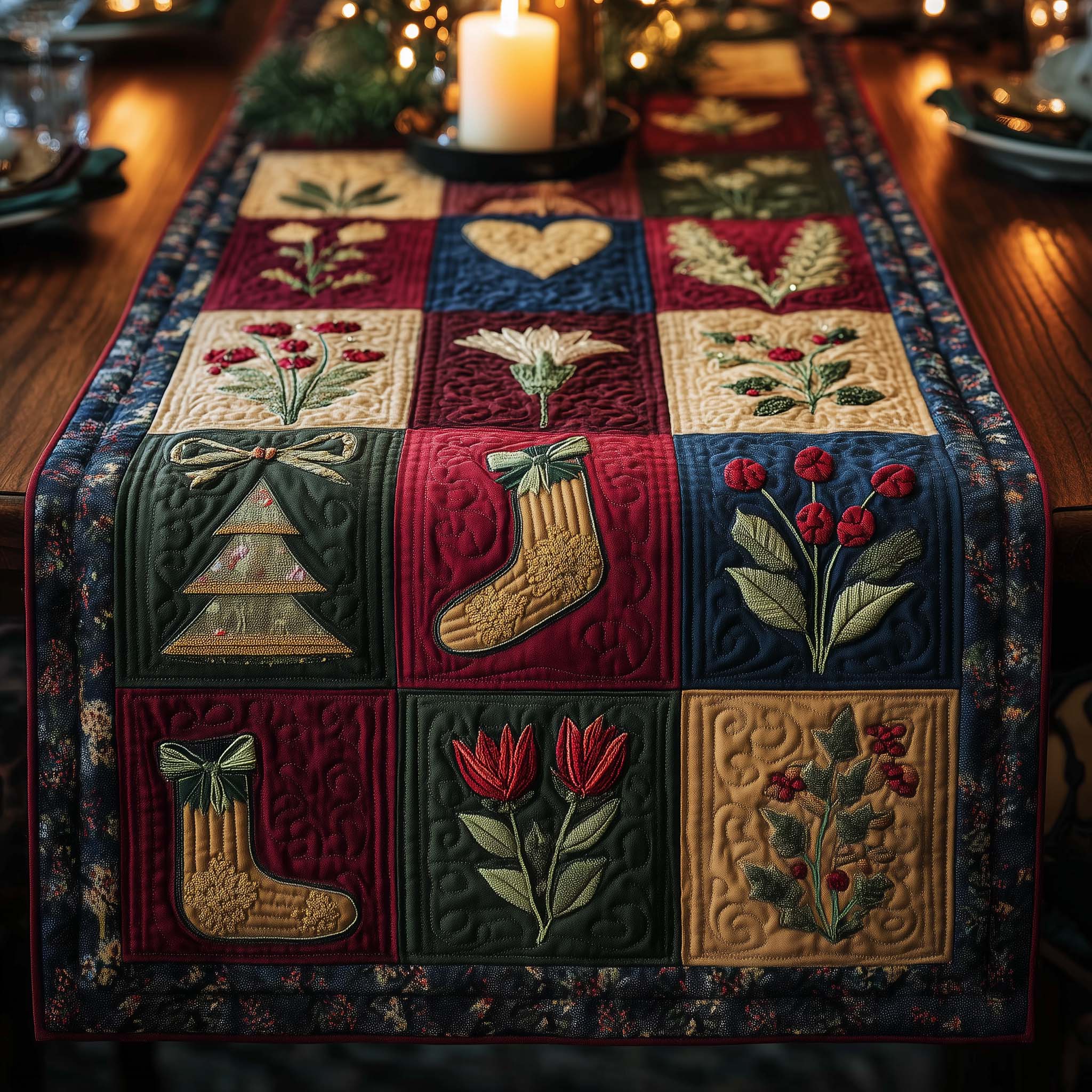 Christmas Vibe Quilted Table Runner Elegant Holiday Table Runners Christmas Gifts For Coworkers