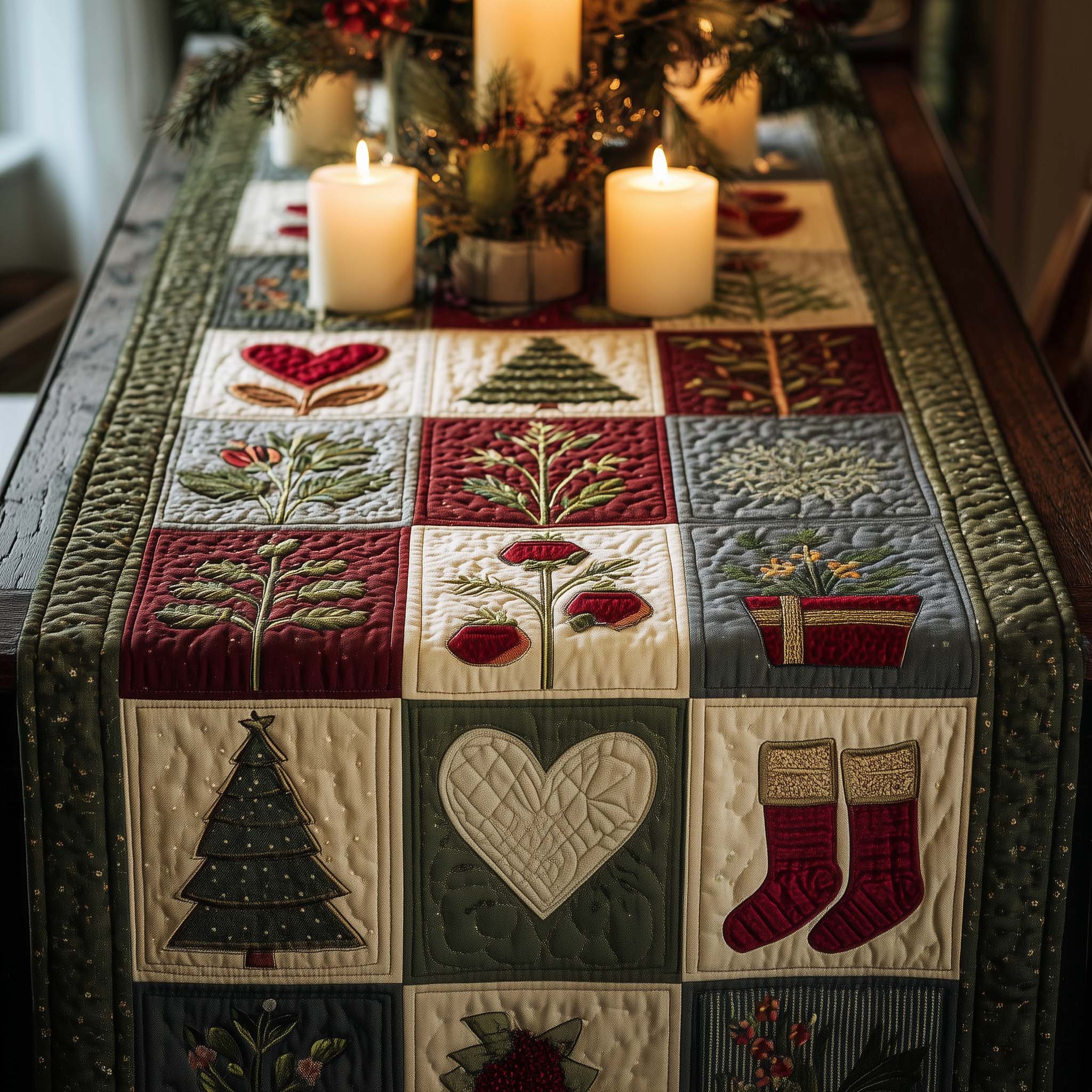 Christmas Vibe Quilted Table Runner Holiday Table Throw Cool Gifts For Christmas Holiday