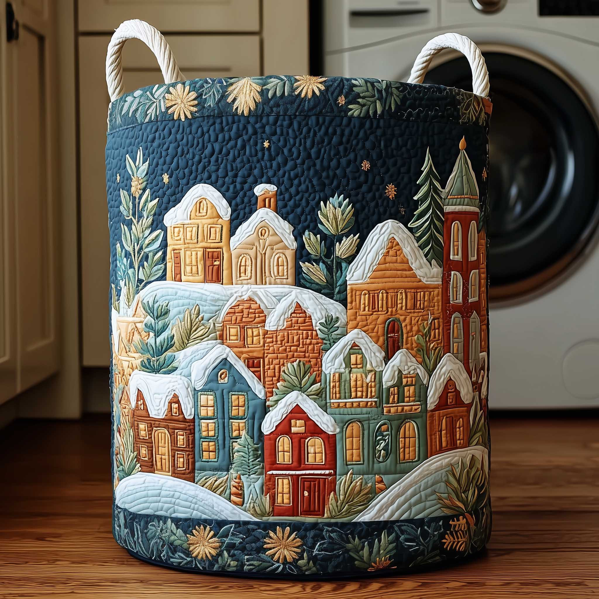 Christmas Village Quilted Laundry Basket Best Laundry Basket Presents For Grandmas Birthday
