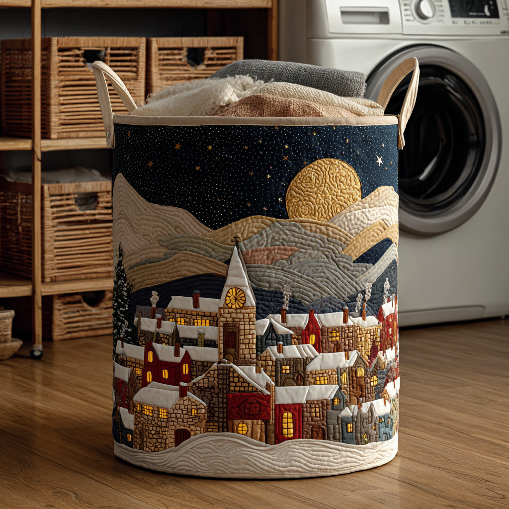 Christmas Village Quilted Laundry Basket Modern Laundry Hamper Secret Santa Gift Ideas