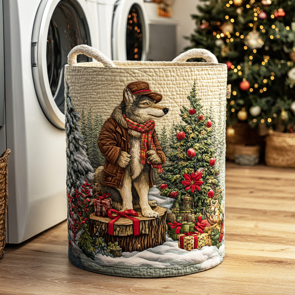 Christmas Wolf Call Quilted Laundry Basket Laundry Hamper Best Christmas Gifts For Mom