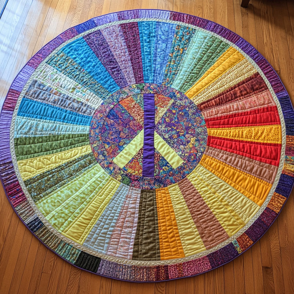 Chromatic Charm Quilted Round Mat Indoor Round Rugs Special Mother's Day Gifts
