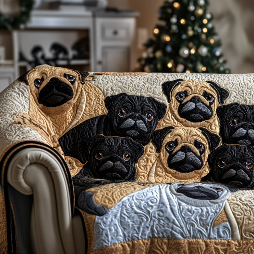 Chubby Cheeks Charm Quilted Sofa Cover Best Couch Covers Best Gifts For Pug Lovers