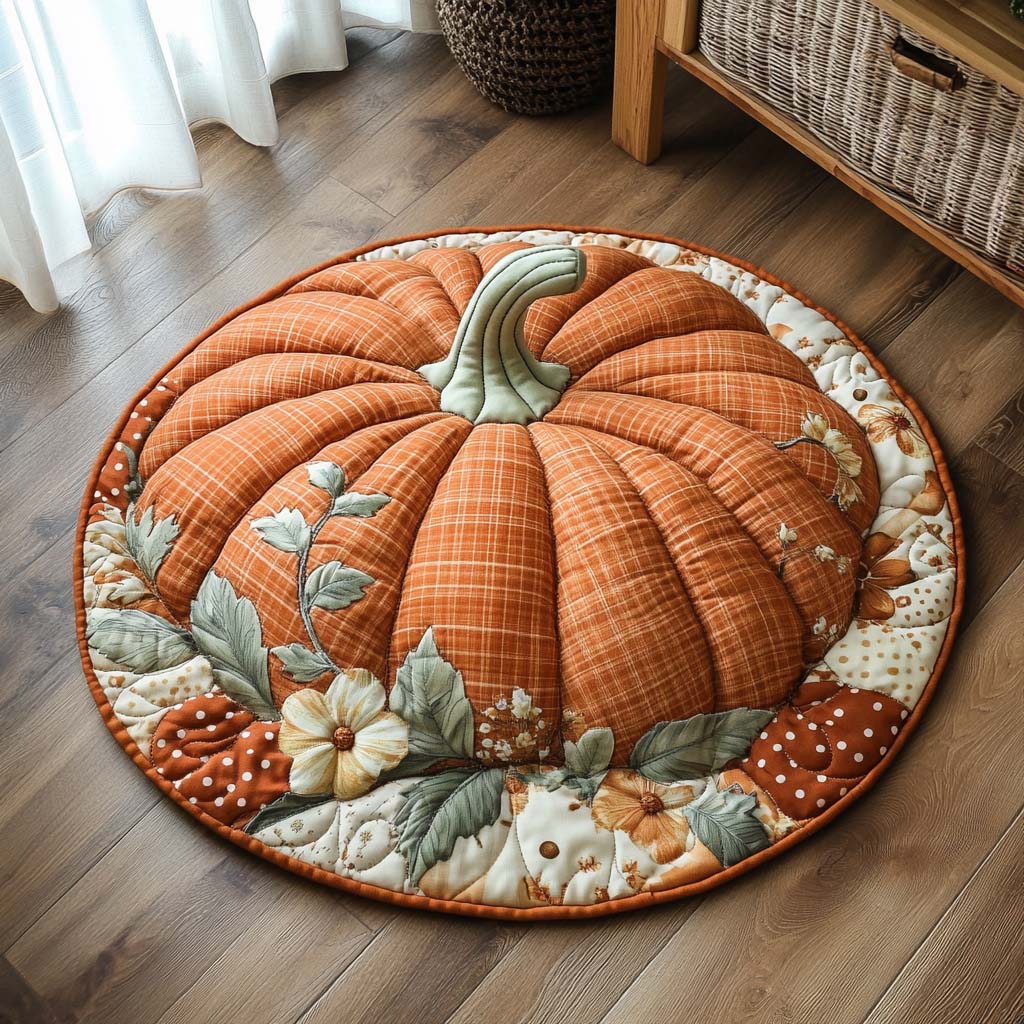 Cider Glow Quilted Round Mat Round Indoor Area Rugs Best Autumn Gifts
