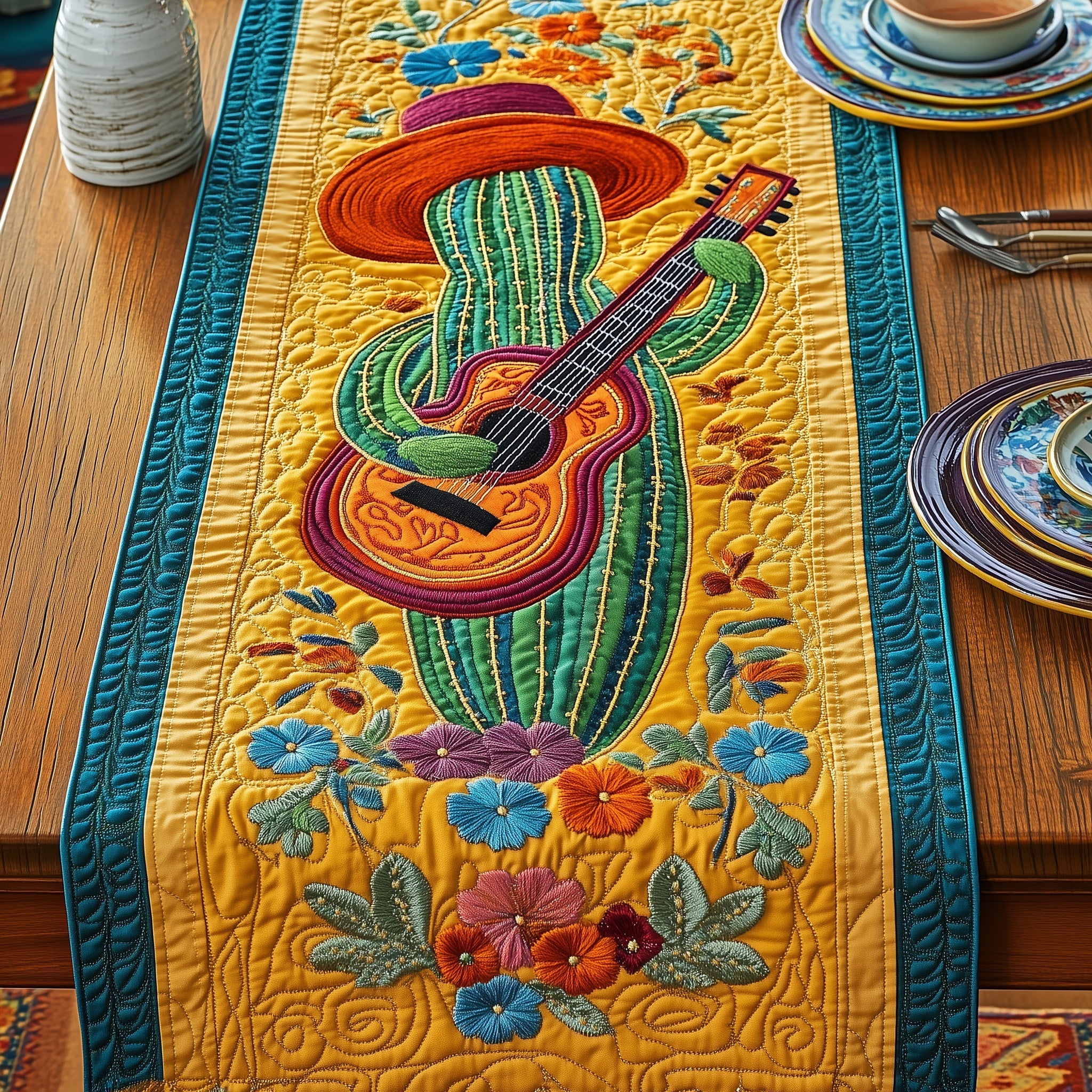 Cinco De Mayo Quilted Table Runner Holiday Table Runners Mexican Themed Gifts