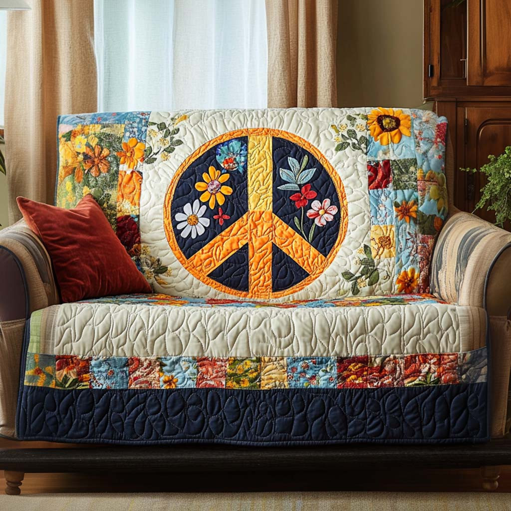 Circle Calm Quilted Sofa Cover Sofa Protector Cover Gifts For Hippie Friends